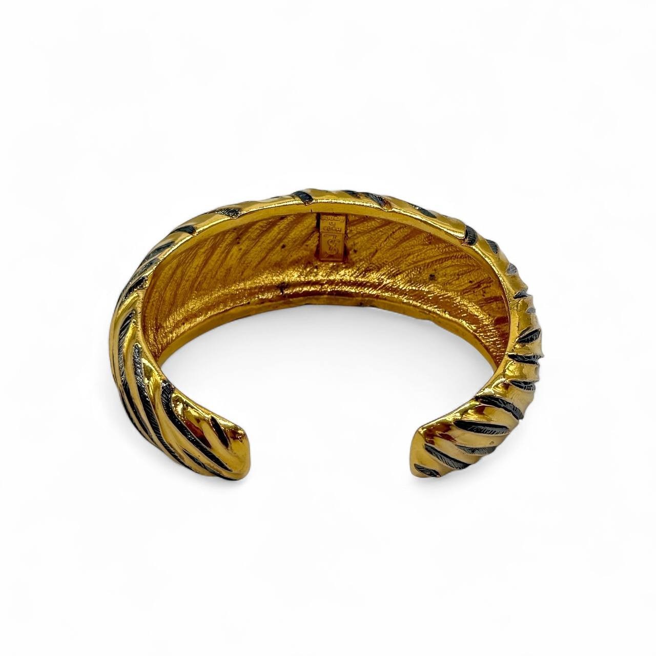 Vintage YSL Robert Goossens Gold Tone Zebra Cuff Bracelet France