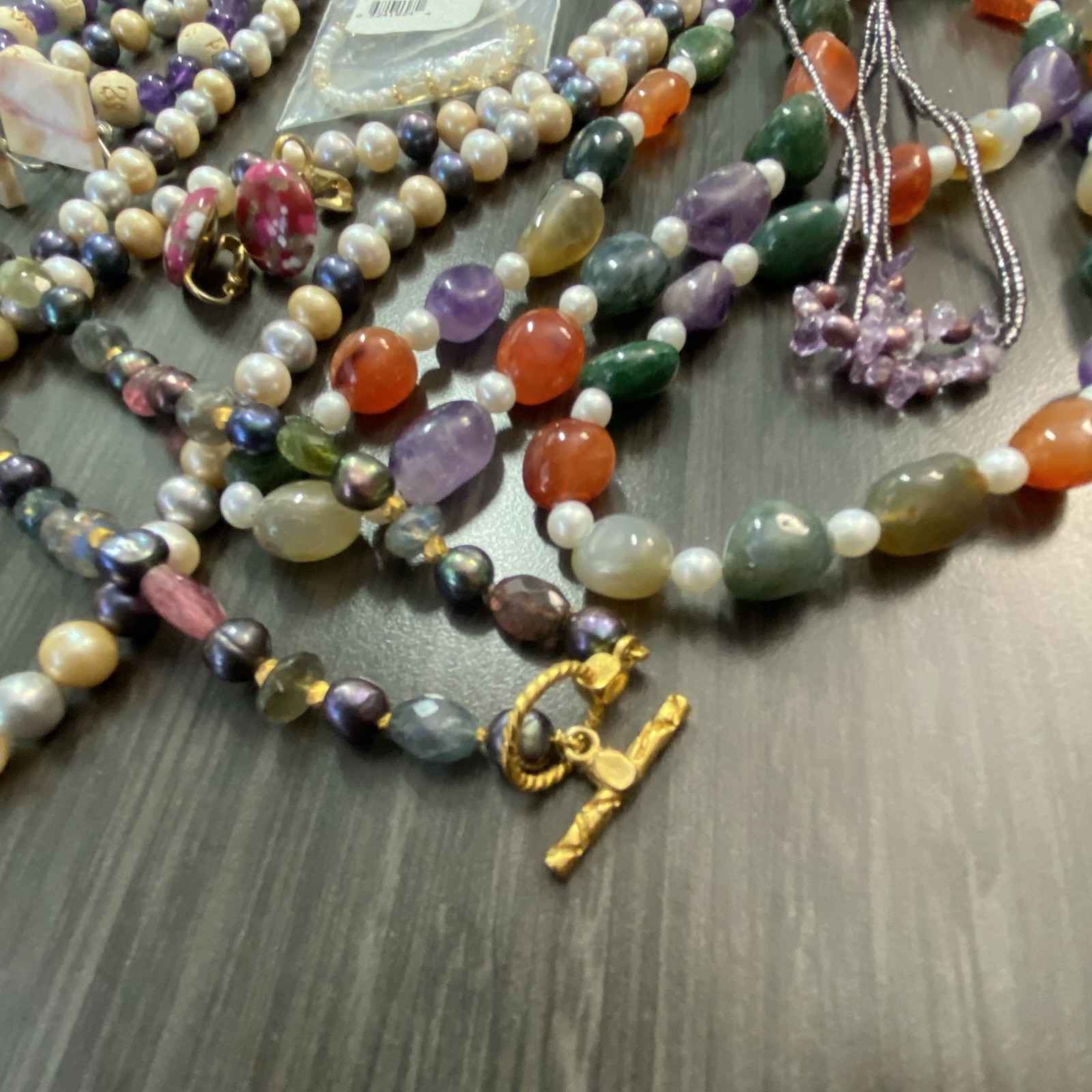 Gemstone Necklace & Bracelet Lot – Semi Precious Gem Jewelry – Amethyst & More