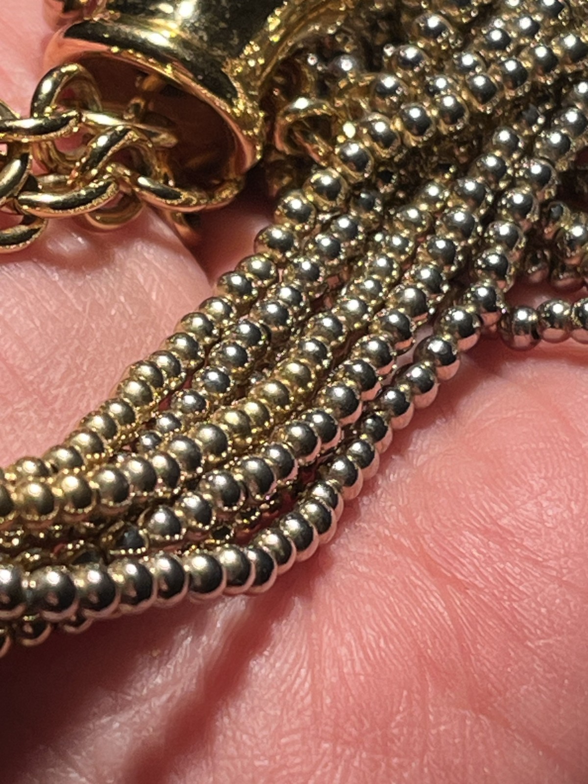Vintage GIVENCHY signed 7-Strand Gold Tone Beaded 19″ Choker Necklace!