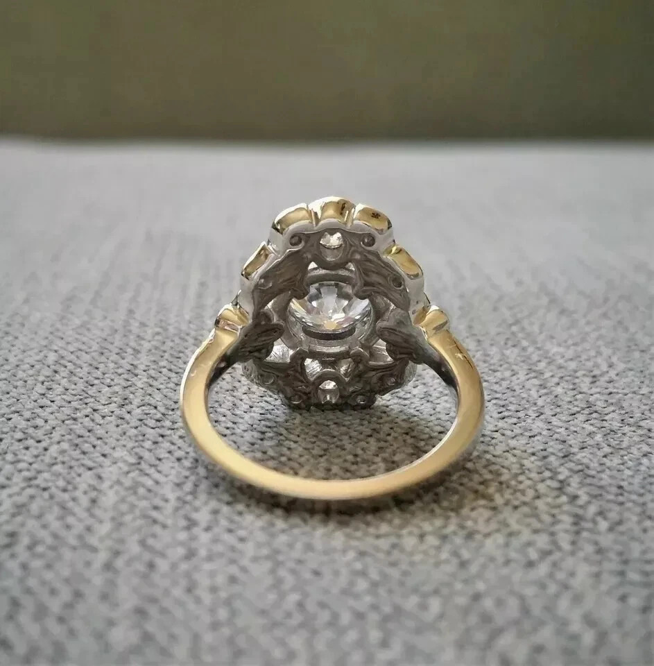 Vintage Art Deco 3.0 Ct Round Cut Diamond Antique Edwardian Engagement Her Ring
