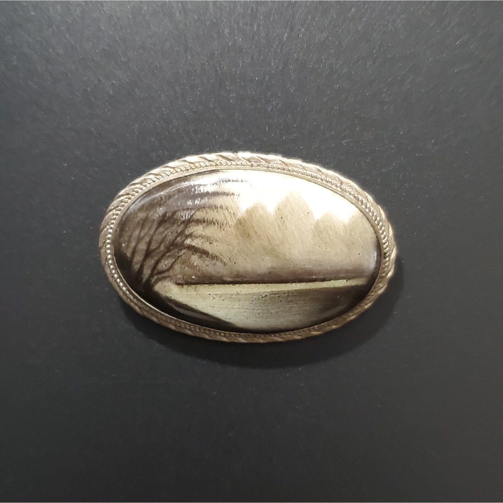 OOAK Artisan Landscape Brooch Signed 2×1.5″ inches One-of-a-kind Vintage