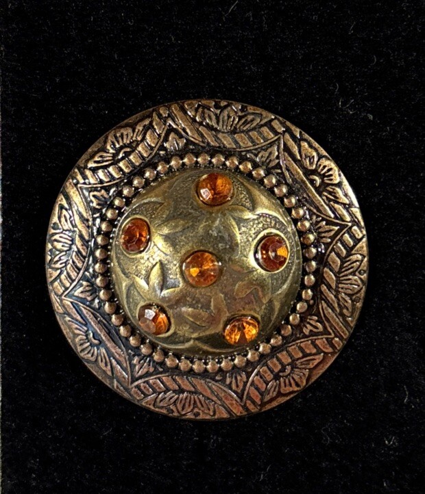 Vintage 1980s Orange Rhinestone Dome Statement Clip On Earrings Runway