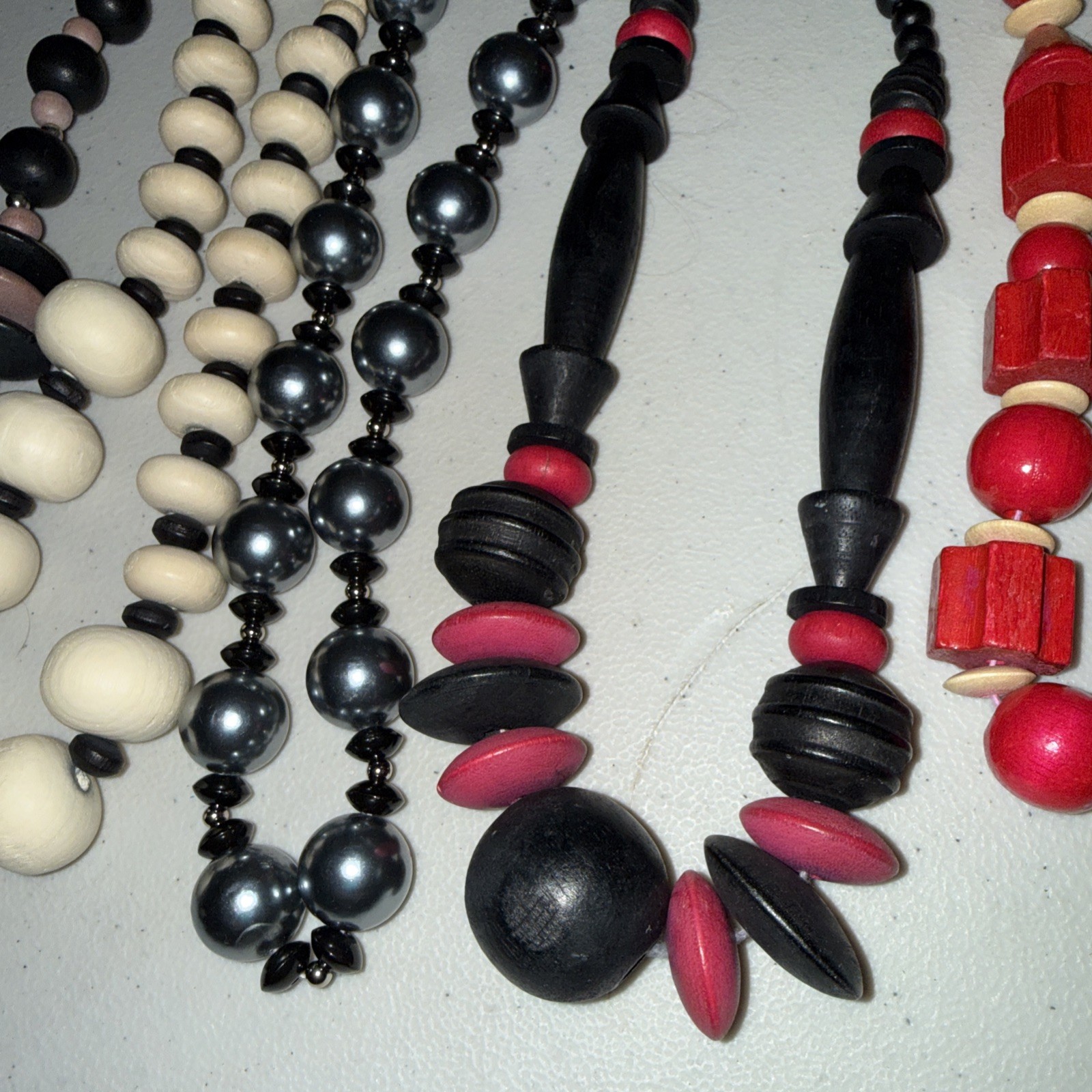 Vintage Lot Of 8 Big And Med. Beaded Necklaces Artsy Jewelry