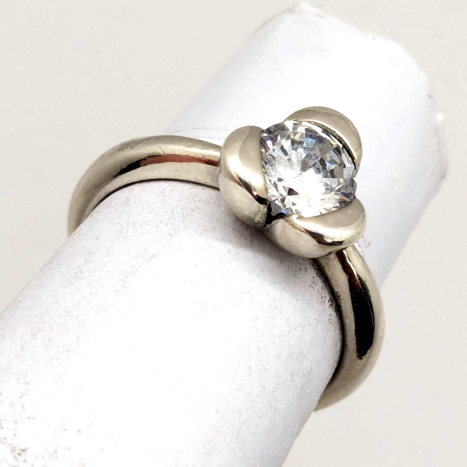 Vintage Elegant RING Silver 925 with Bright Stone -size: 6.5US (16.7mm)| UA #126