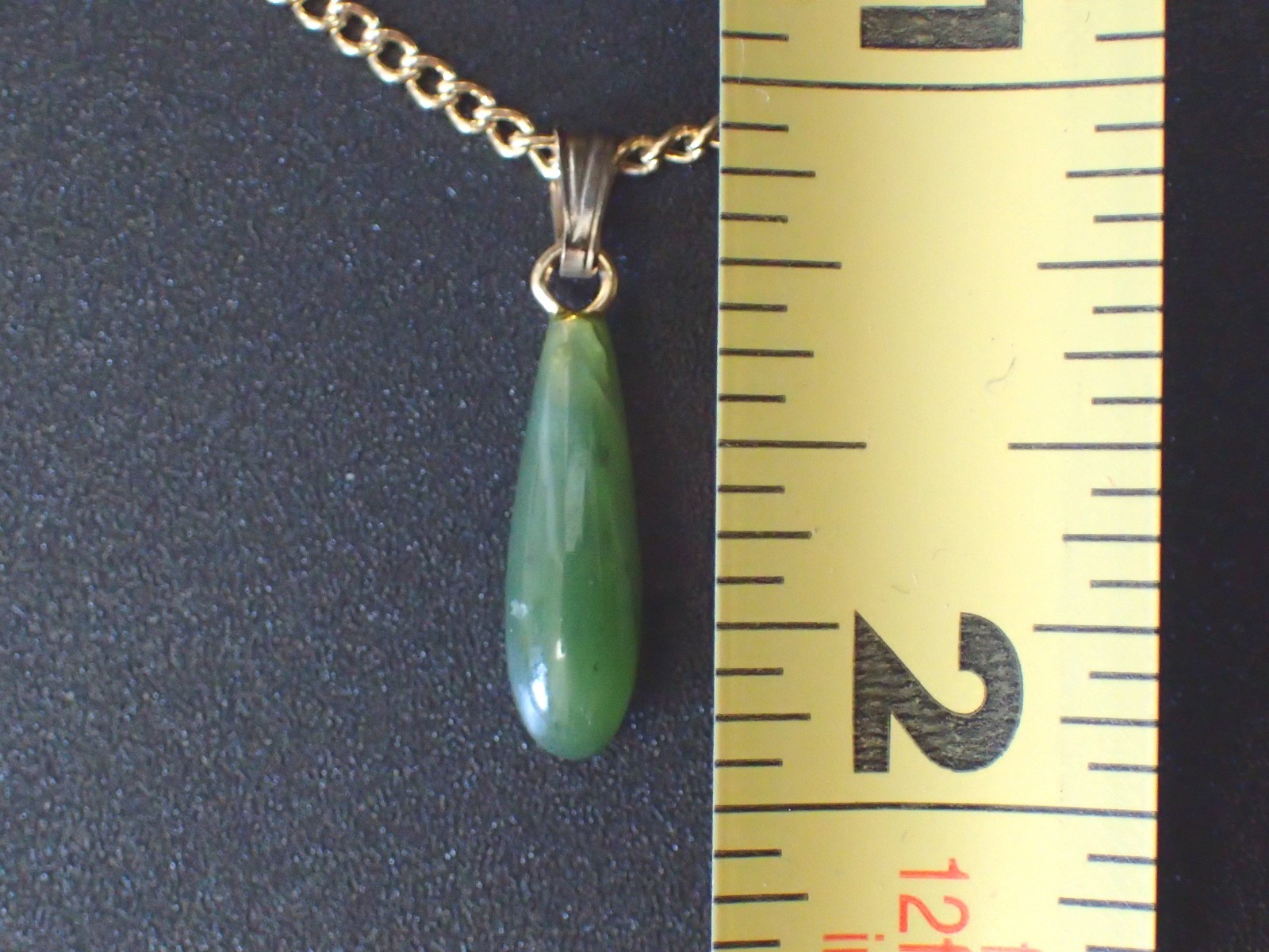 Vintage Jade Pendant with Gold Tone Necklace. New Old Stock.