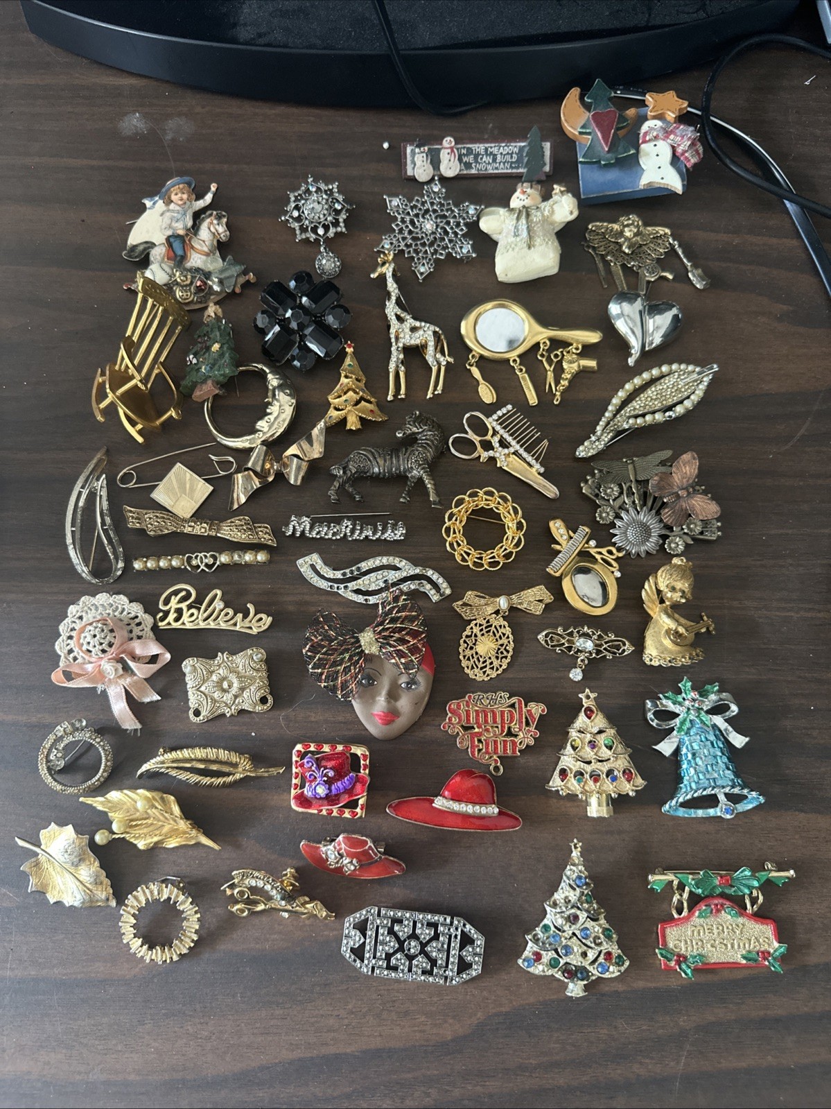 Whole Lot 50plus Vintage Brooches And Pins Number One Hairdresser Red Hat