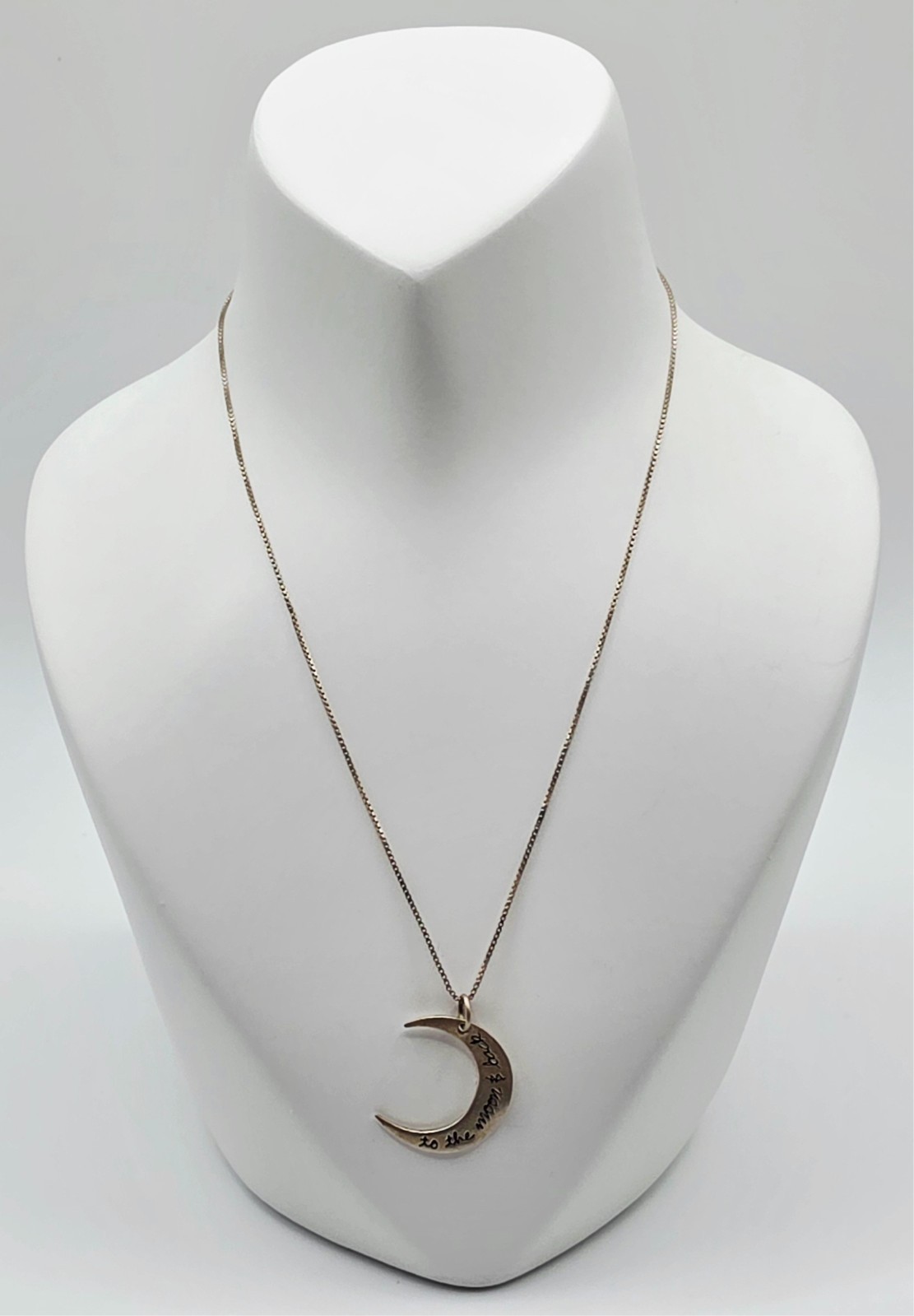 Sterling Silver ” To The Moon and Back” Cresent Moon Pendant on Chain Necklace