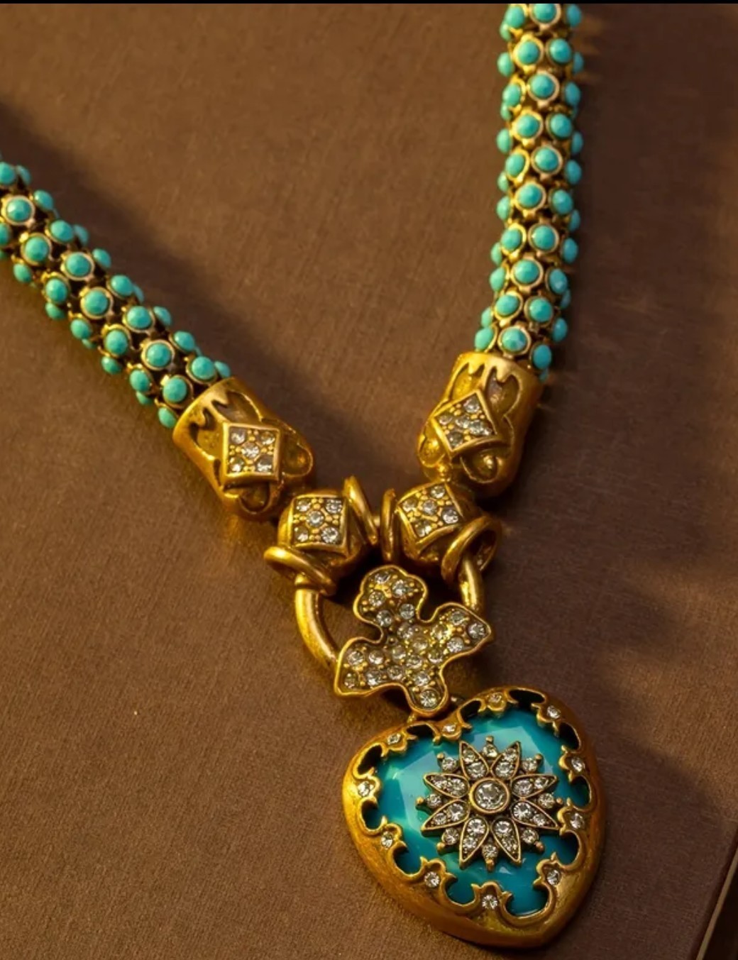 24k Gold Plated Vintage Rhinestone Royal Designs Necklace and Earrings Set