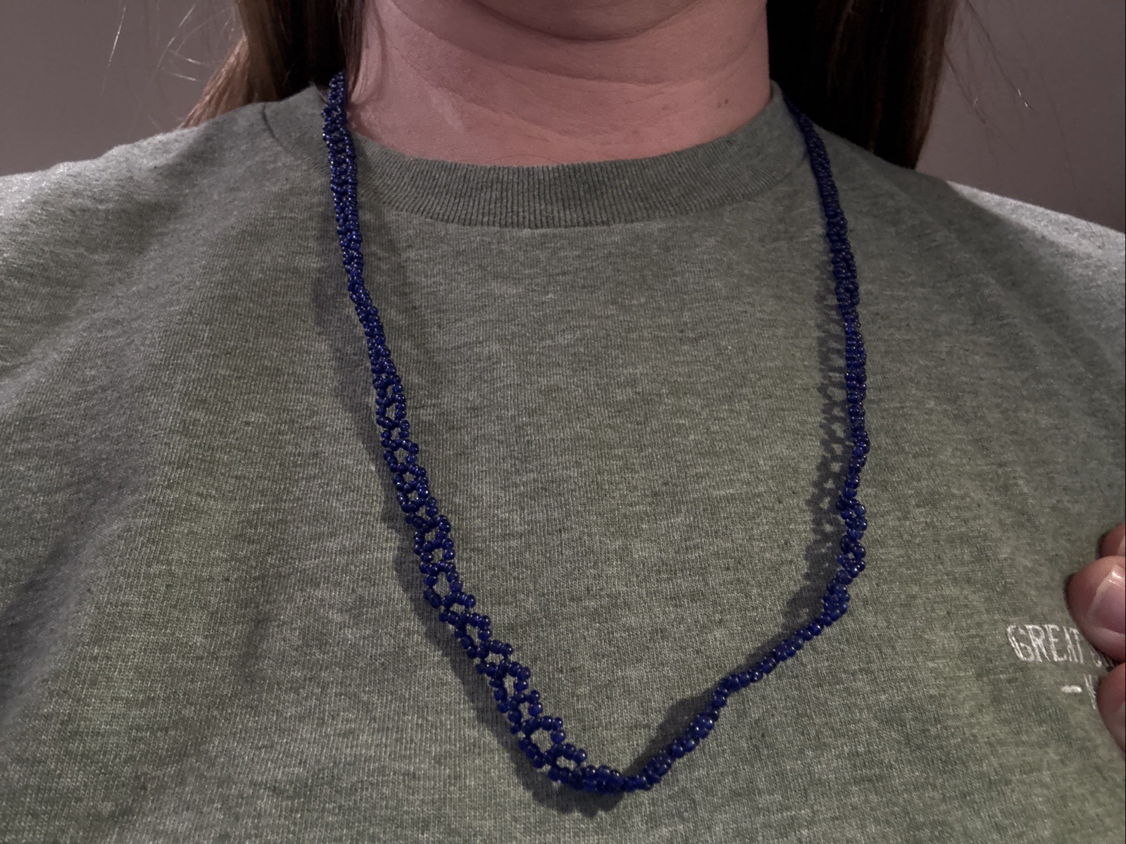 Set Of 2 Vintage Beaded Necklaces Floral, Blue, BOHO Hippie