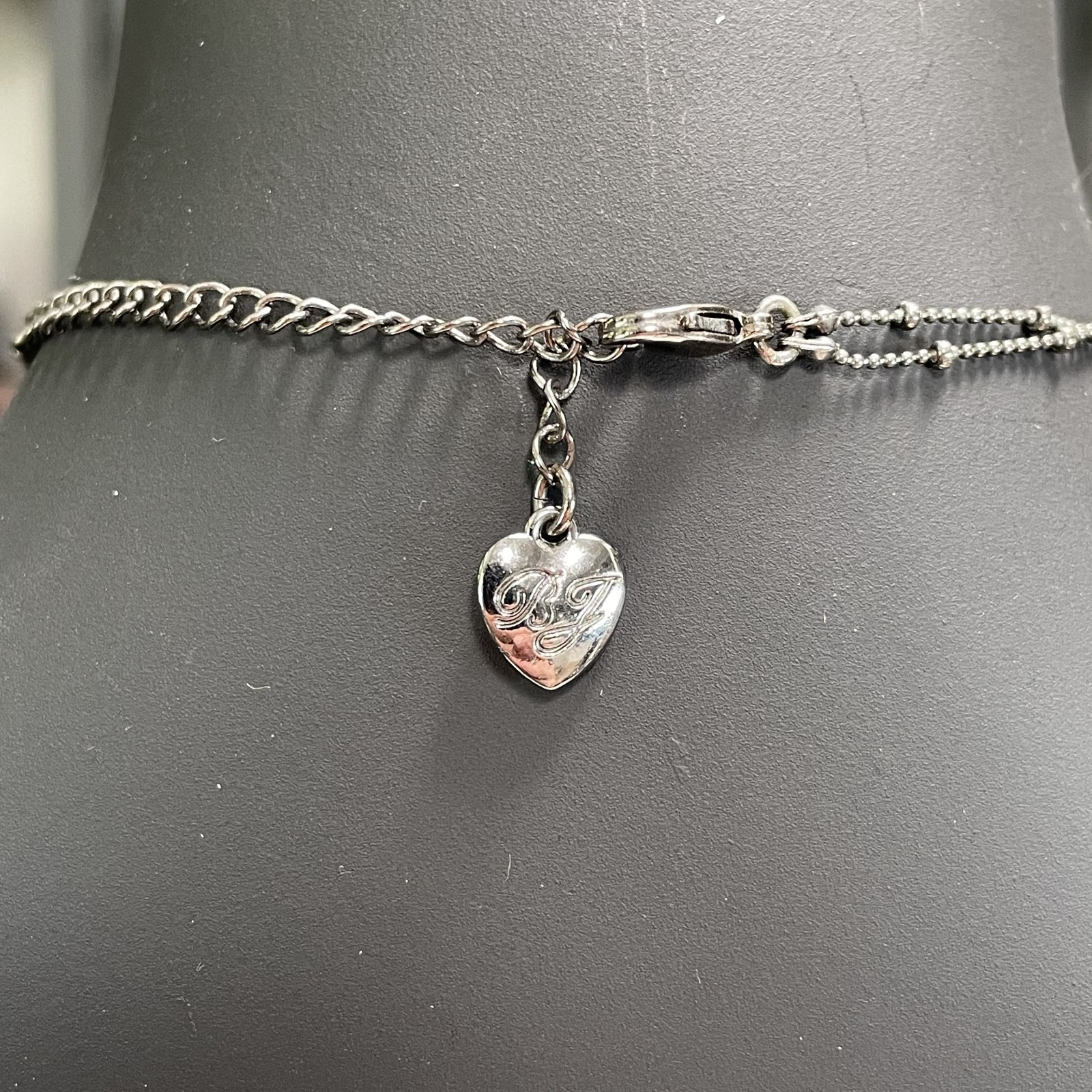 Gothic Betsey Johnson Snake Pattern Glass Heart & Bow Rhinestone Dual Necklace