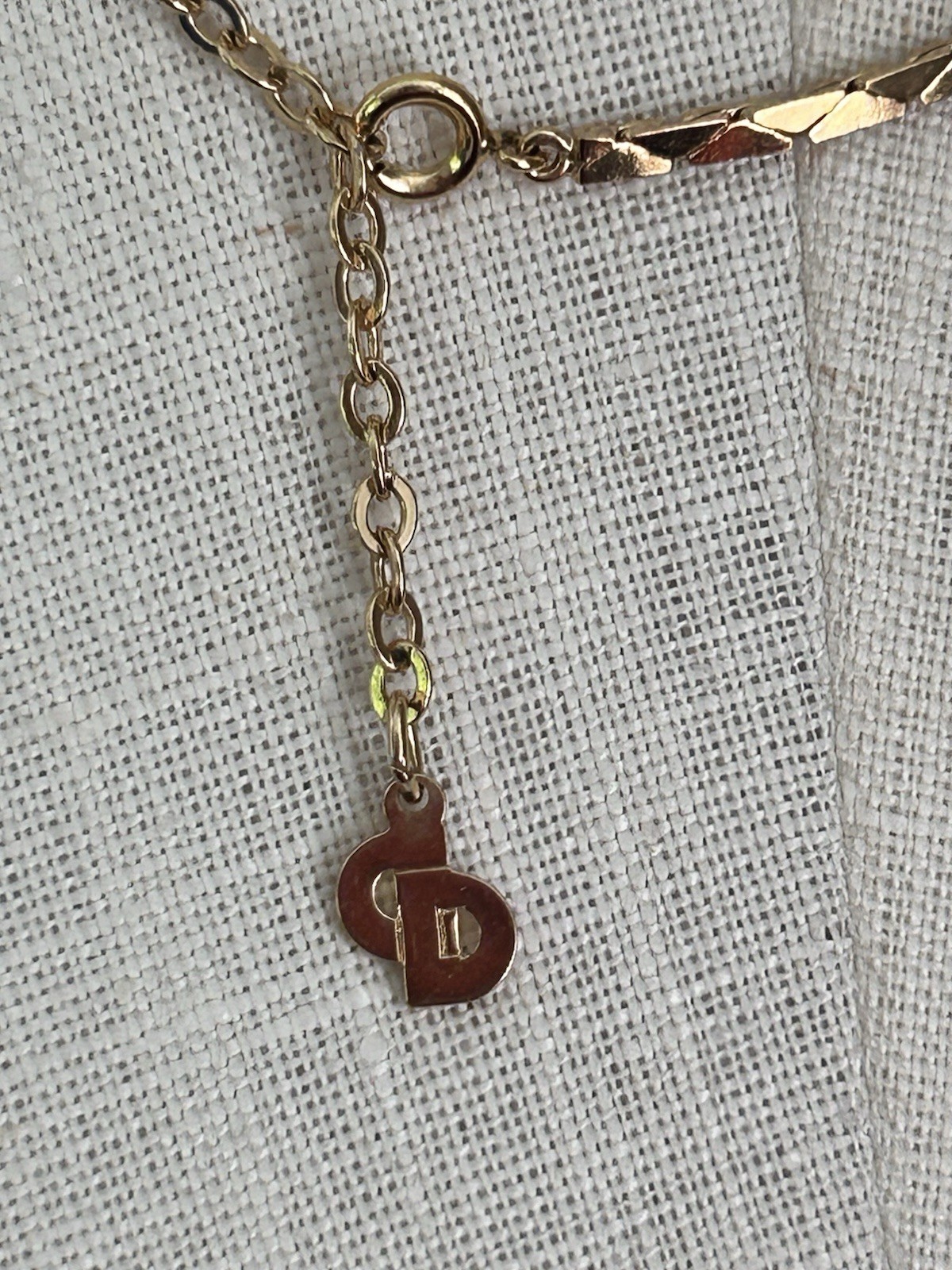 Christian Dior 1980s Pearl Rhinestone Double Fan Pendant Necklace Gold VTG J21