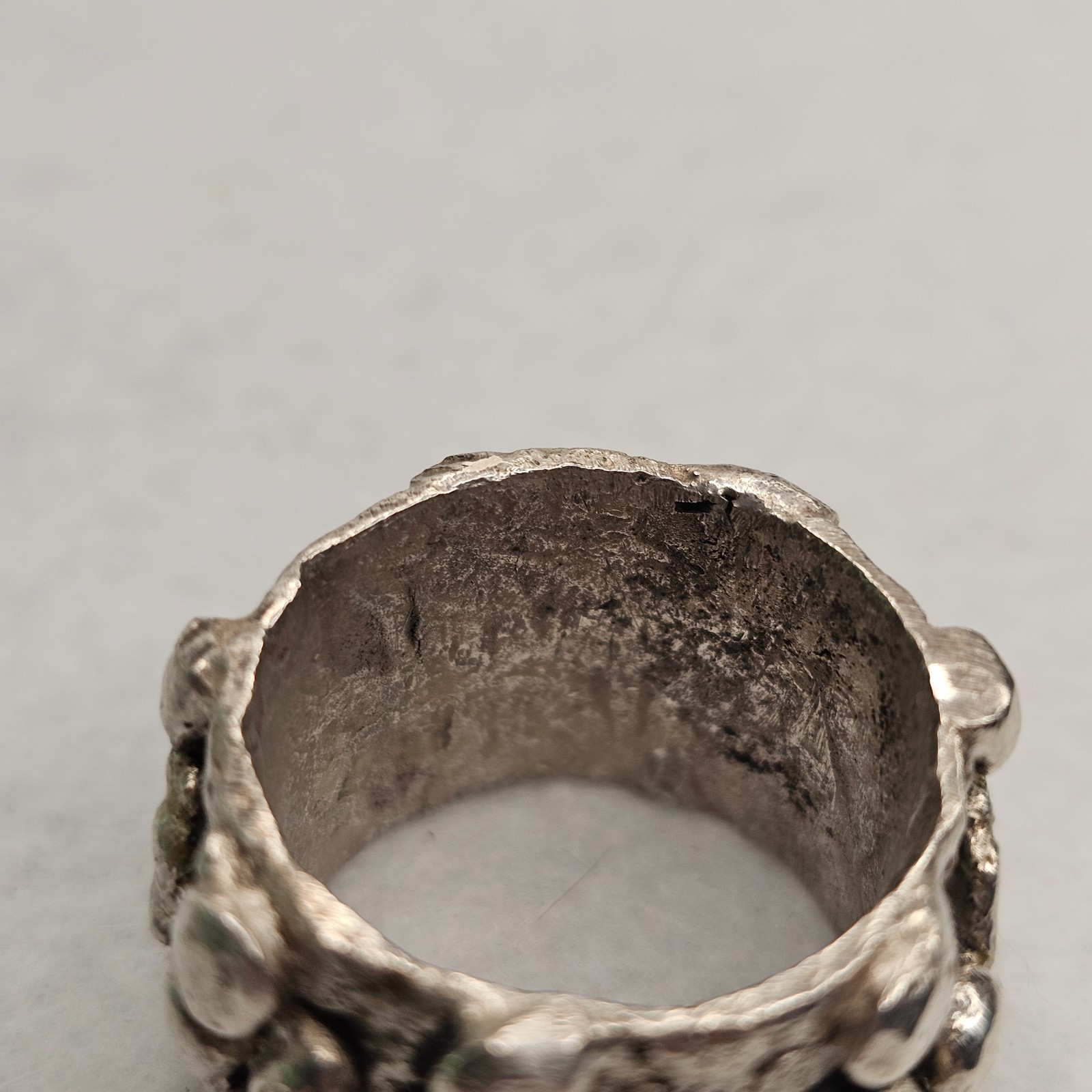 Vintage Brutalist Sterling Silver Abstract Figural Wide Band Ring Size 10 26.85g