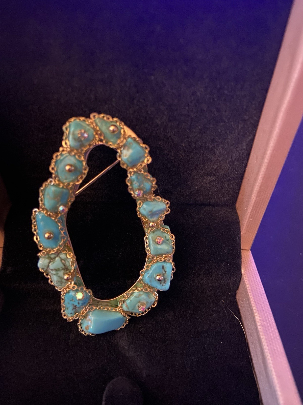 Oooh Free Brooch for Women Turquoise Lapis Lazuli Natural Stone