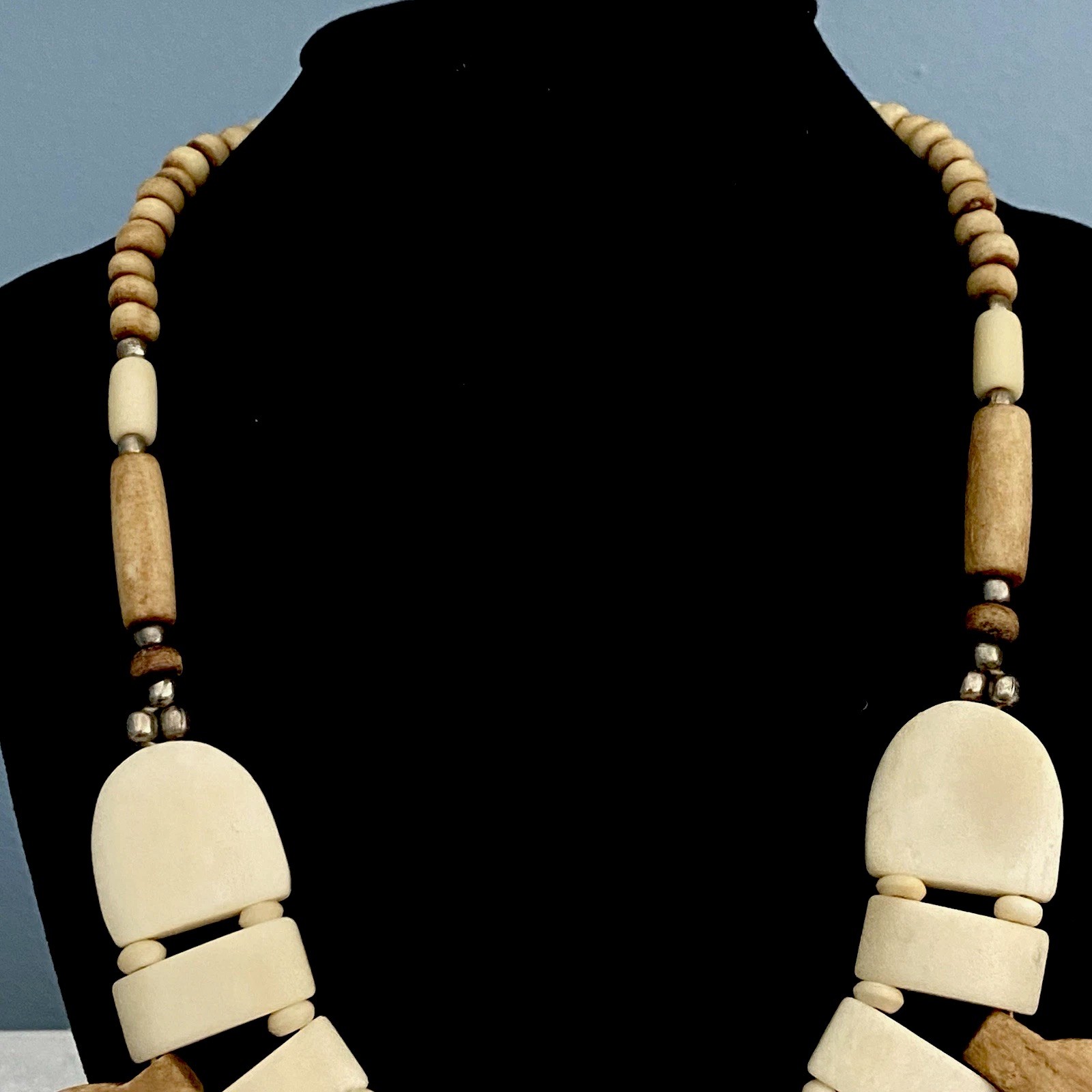 African Tribal Bib Necklace Statement Beaded Vintage Bohemian Native Ethnic