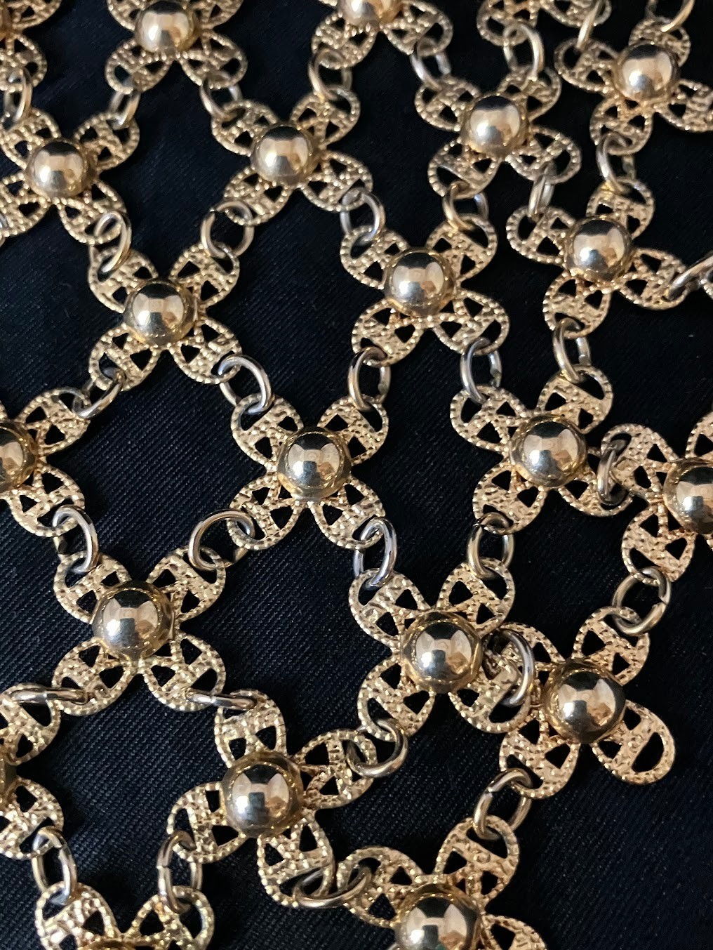Vintage Flower Bib Necklace Ornate Adjustable Handkerchief Cascade Choker READ