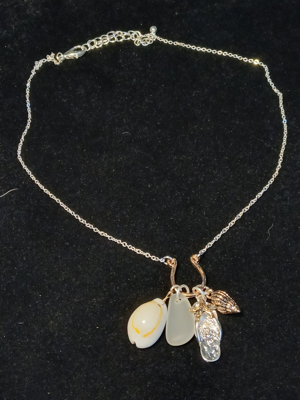 Vintage Delicate Sterling Silver Plated Baroque Charm Necklace