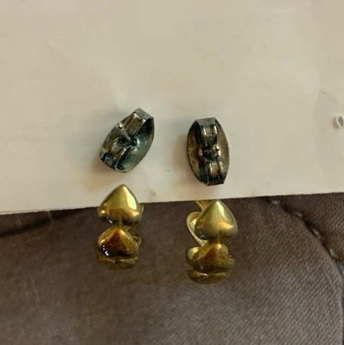 Gold Toned Dangle Multiple Hearts Pierced Earrings Vintage 1990