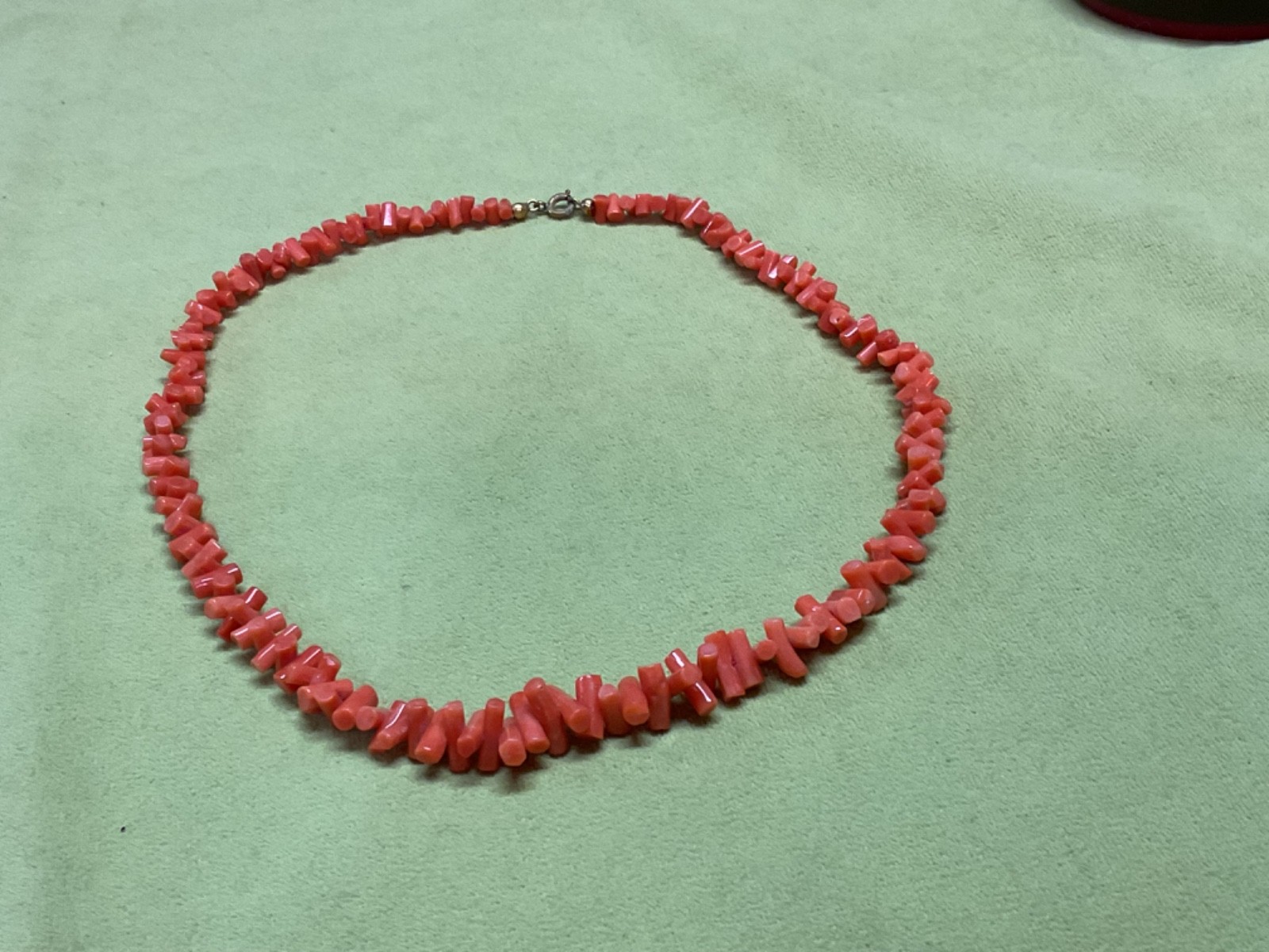 Vintage Natural Orange Red Mediterranean Coral Branch Bead Necklace 18” 30g