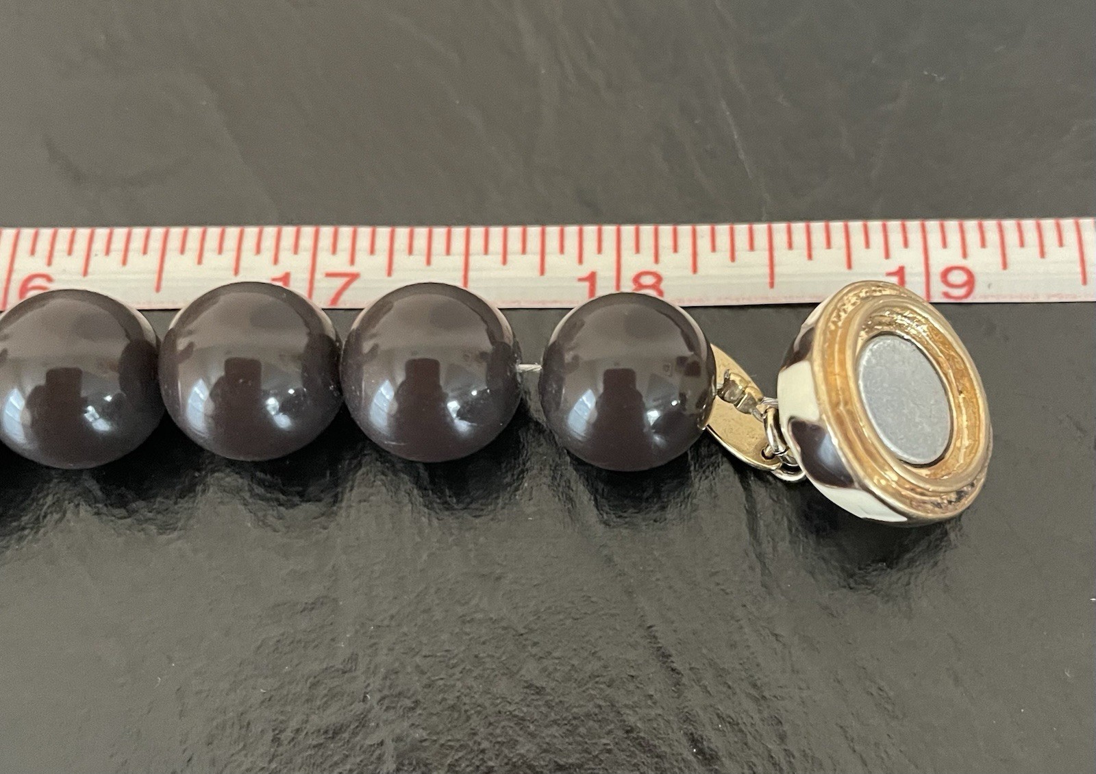 Chunky Brown Bead Vintage Talbots Gold-tone Magnetic Clasp NecklaceFor Women