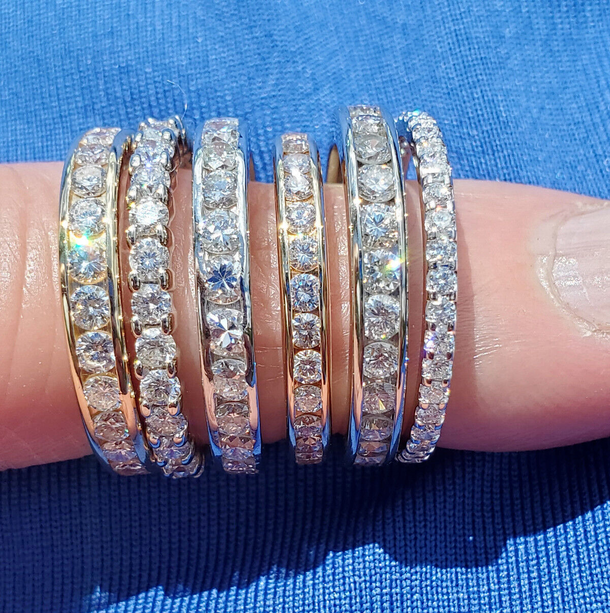 Original EARTH MINED DIAMOND Eternity Wedding Band Deco Style Anniversary Ring 6