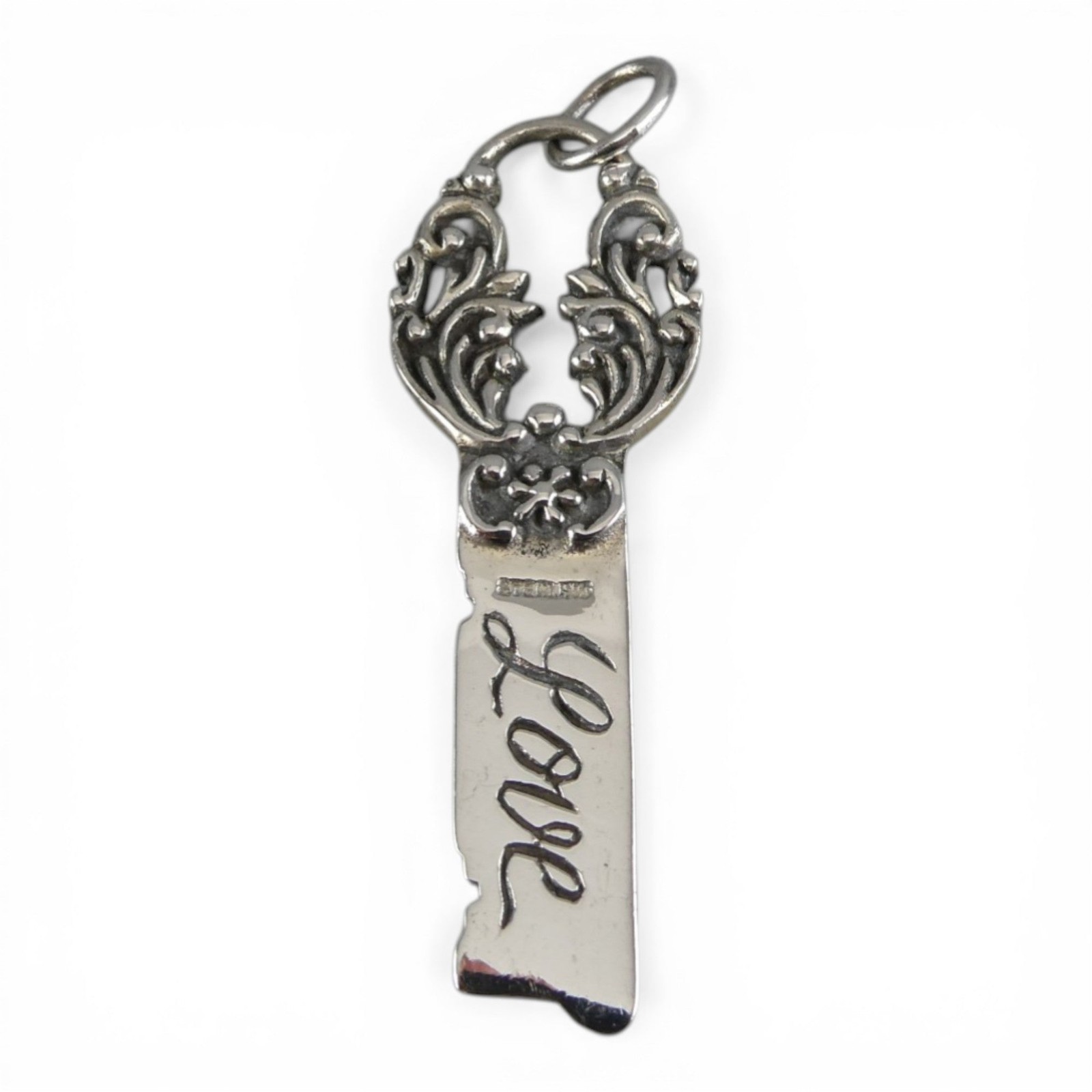 Sterling Silver Love Key Pendant for Necklace Vintage New Condition Gift for Her