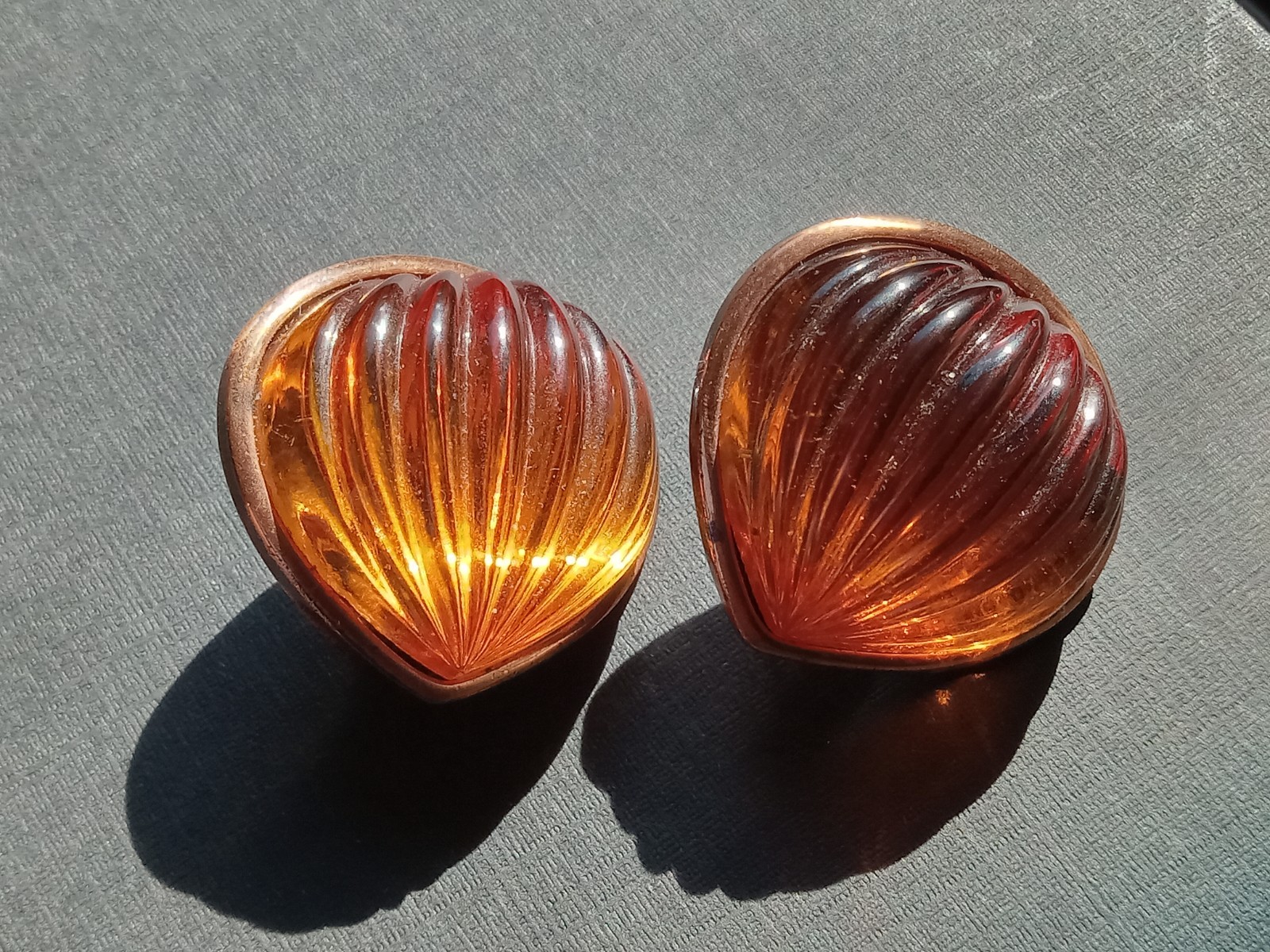 Vintage Ives Saint Laurent Coppertone & Amber tone Clip/Pierced Earrings