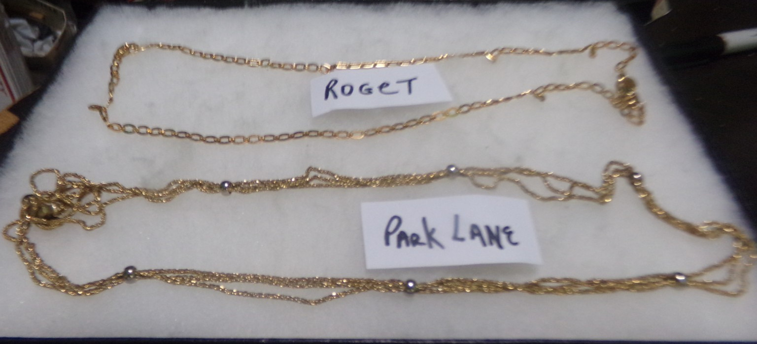VINTAGE LOT OF 2 GOLDTONE NECKLACES / CHAIN SIGNED PARK LANE & ROGET