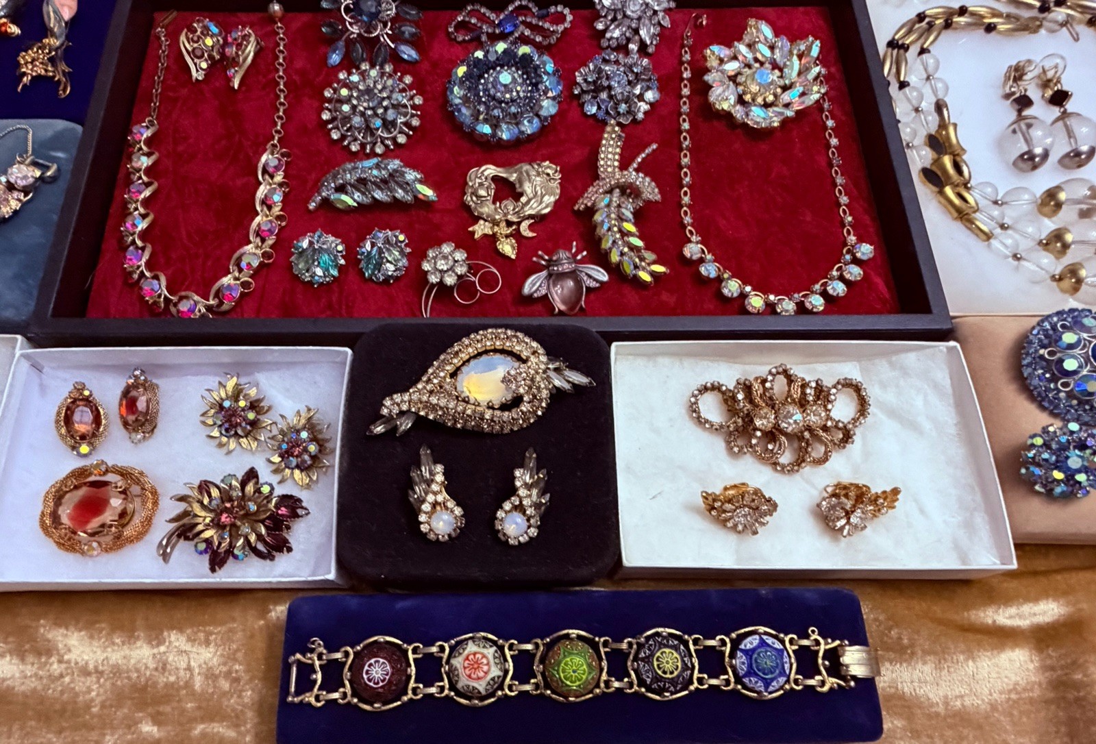 Vintage Rhinestone Jewelry Lot Haskell Weiss Juliana Crown Trifari Givenchy +