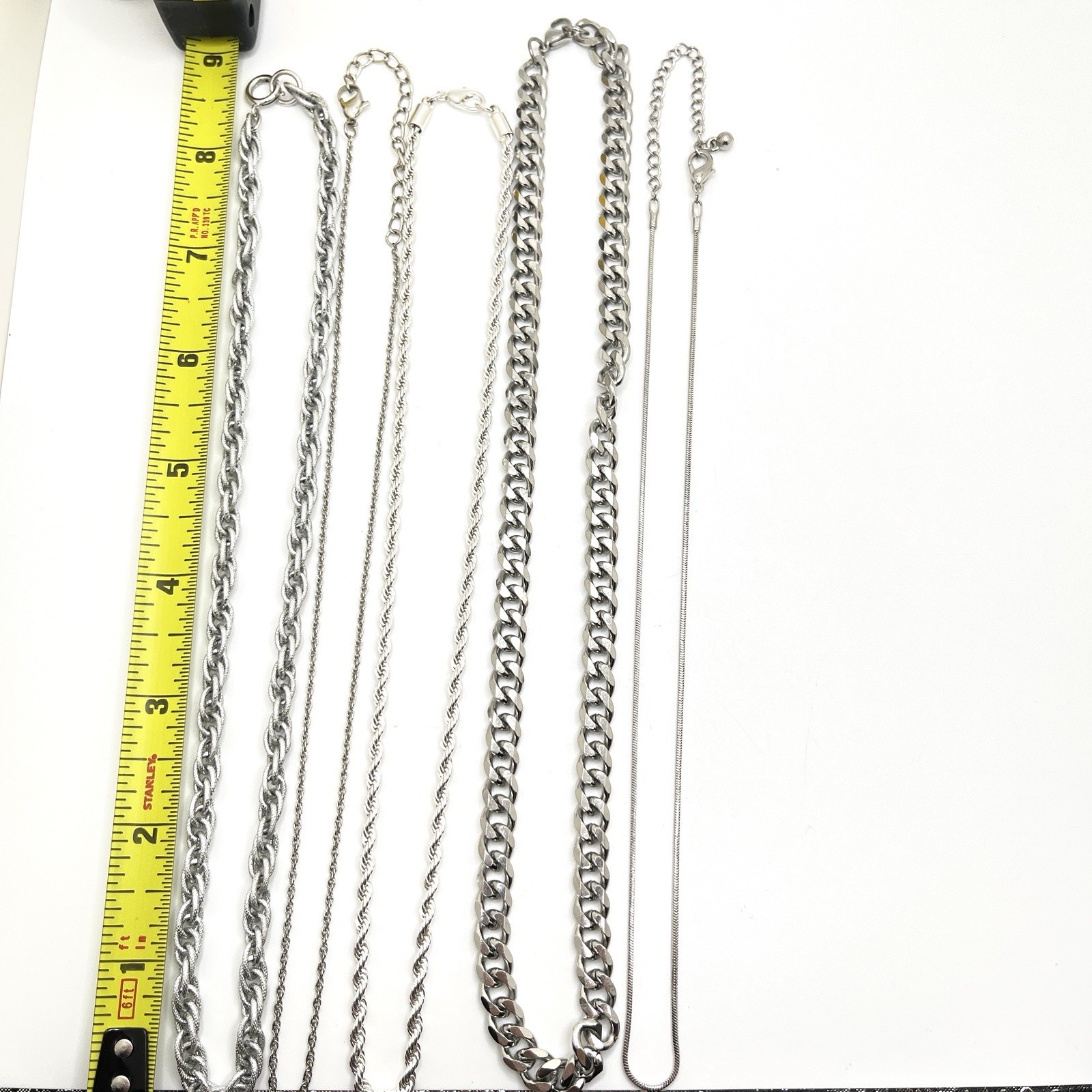 Vintage Lot of 6 Silver Tone Chain Necklaces Assorted