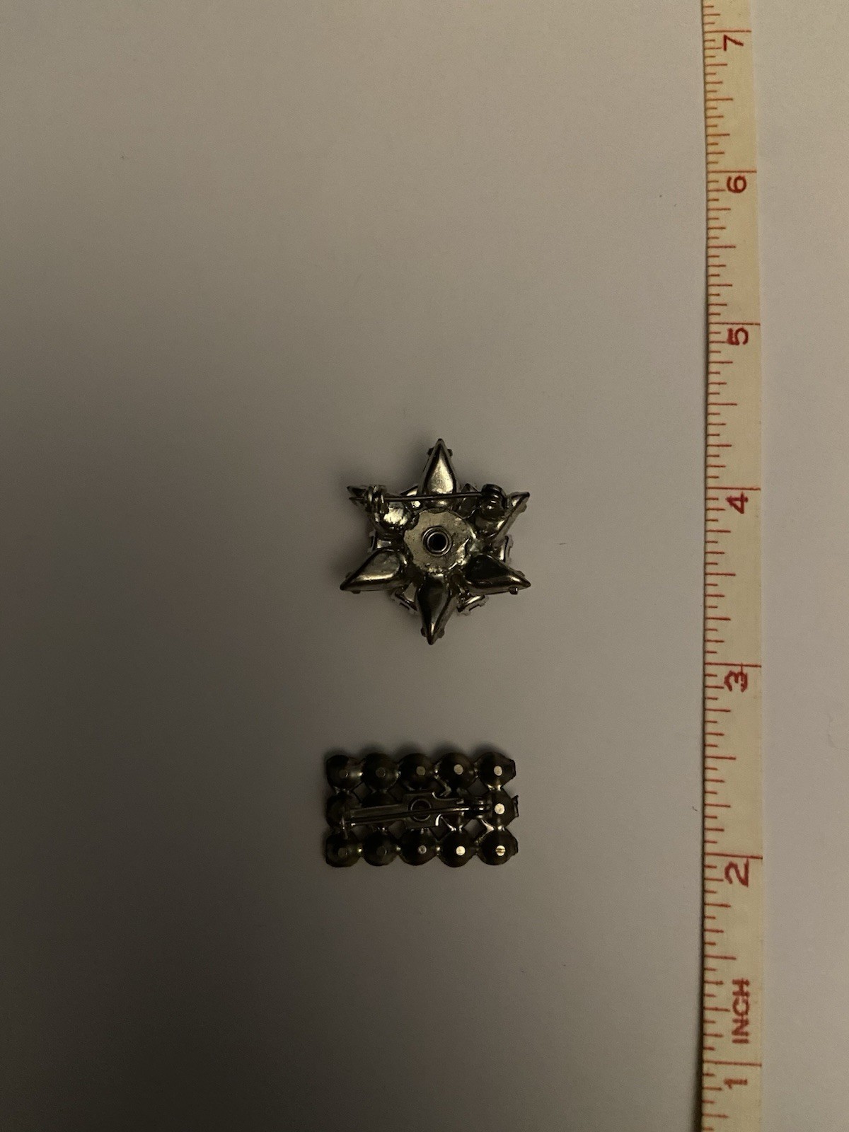 Rhinestone Pins And Bracelet Lot: Yes And No Pins; 5 Pieces Total
