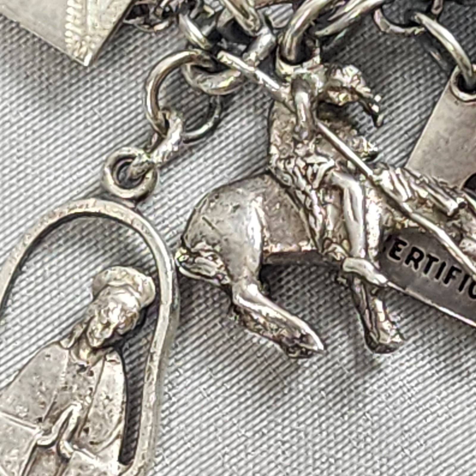 VTG Charm Bracelet 50+ Charms Sterling + Mixed Metals Movable Parts Estate Sale