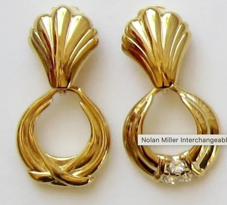 NOLAN MILLER Gold Plated Rhinestone & Bead Interchangeable CLIP Earring Set NEW