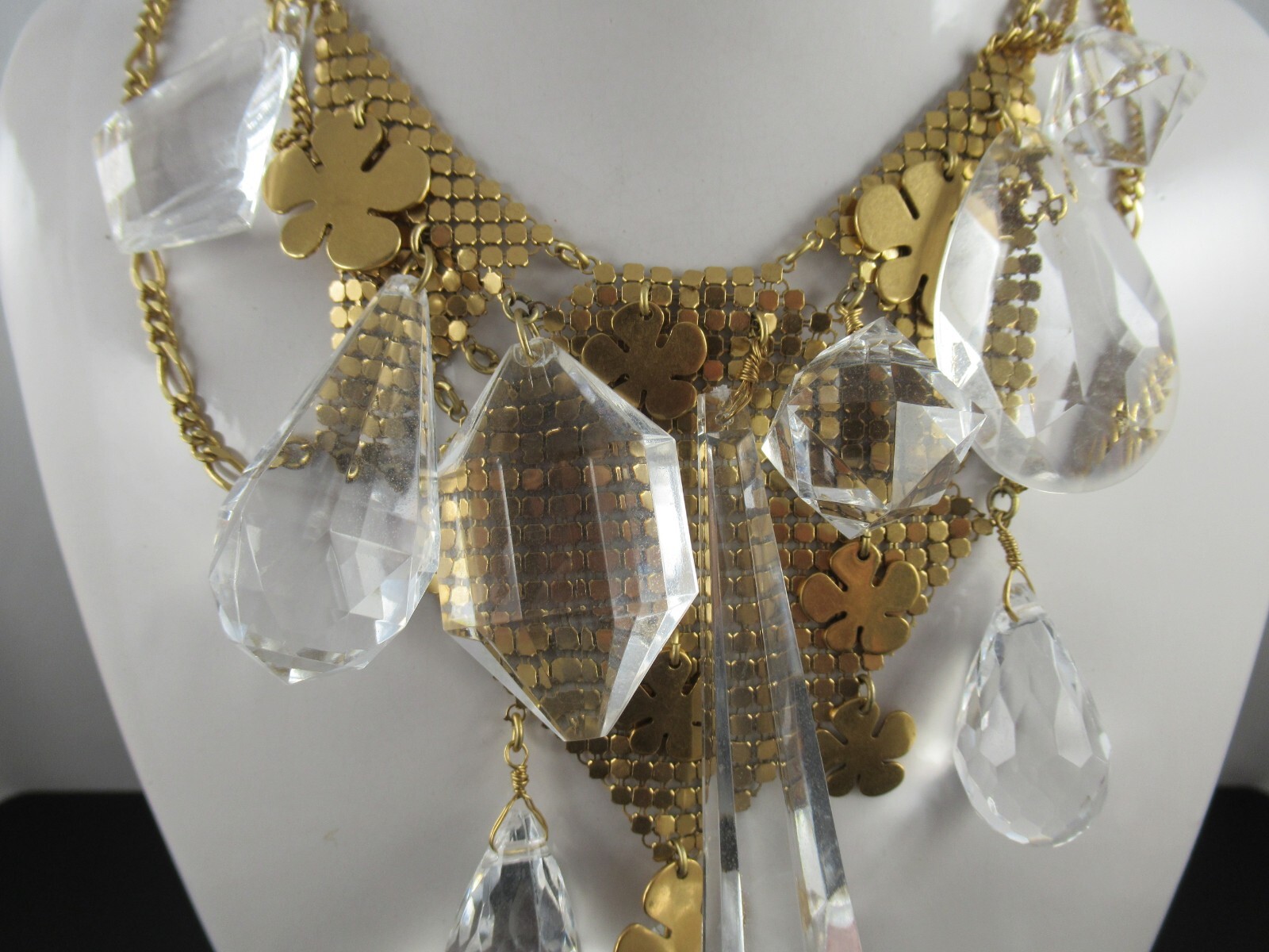 Signed Pilgrim Danish Design Gold Tone and Acrylic Prism Necklace 14.5″ + 3″ Ext