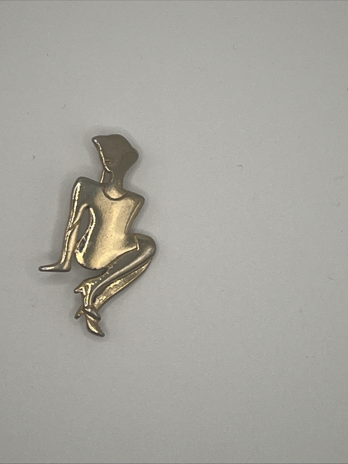 Vintage Woman Brooch Brass