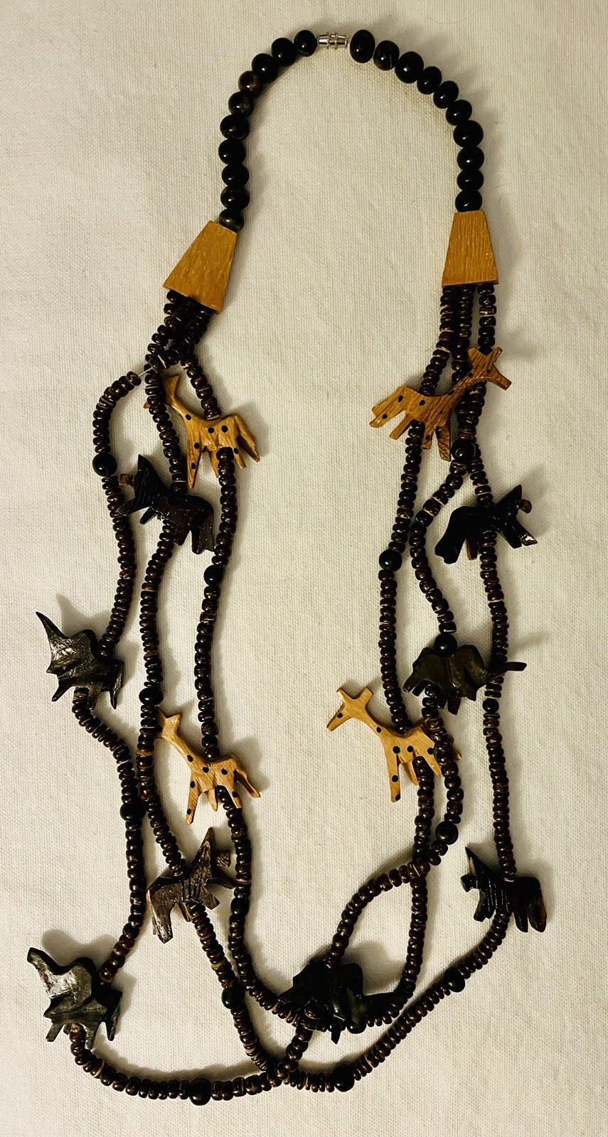 Vintage Estate Multi-Strand Safari Animals Tribal African Necklace Multi Tone
