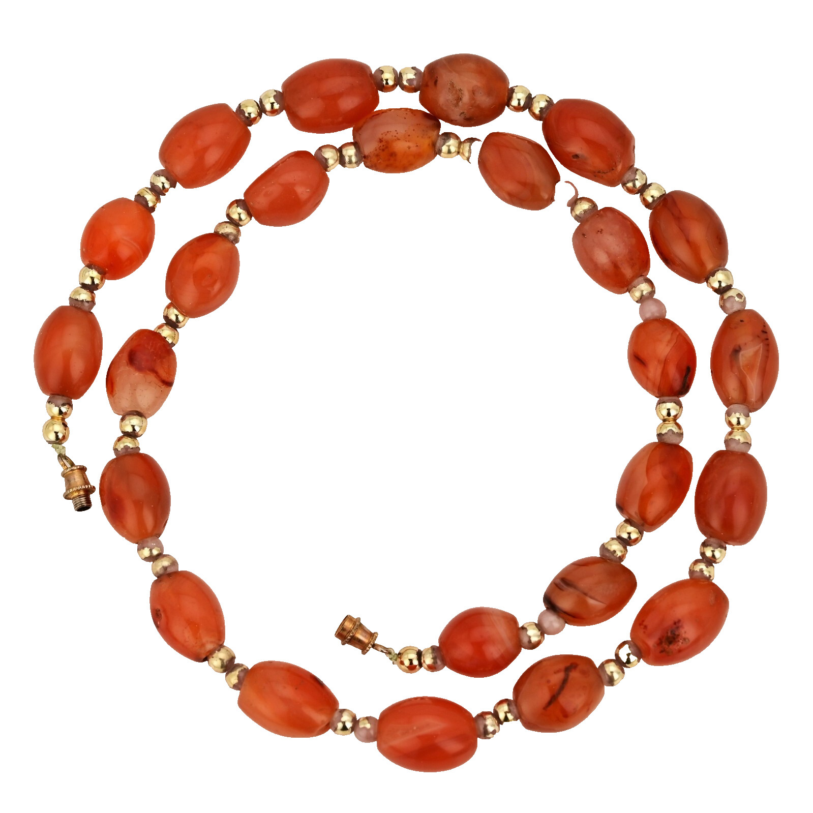 Vintage Original Design Sulaimani Agate Carnelian Bead Gemstone Estate Necklace