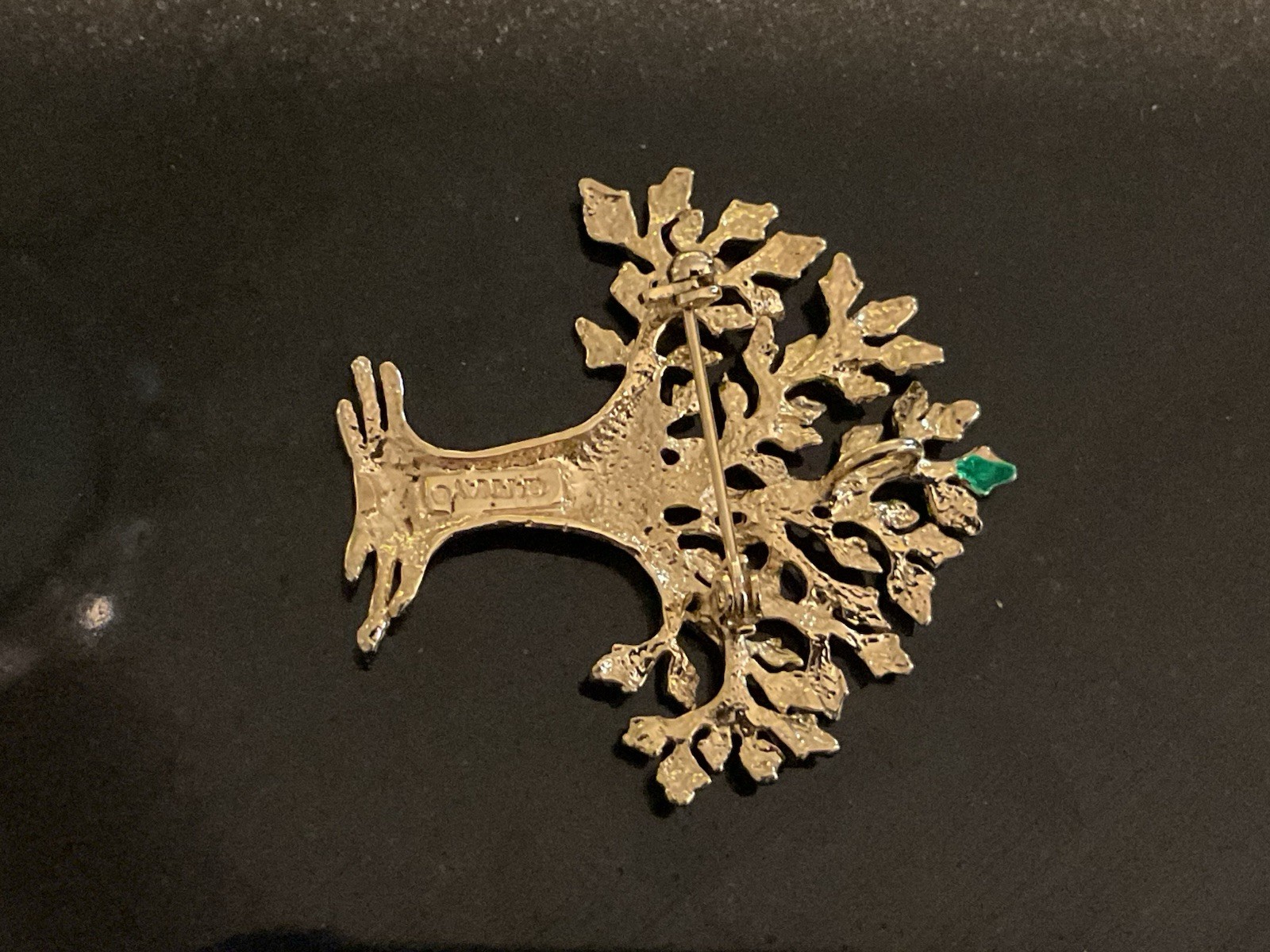 GARNAY Vintage ‘Tree Of Life’ Gold Tone & Enamel Brooch/Pendant 1 5/8” X 1 1/4”