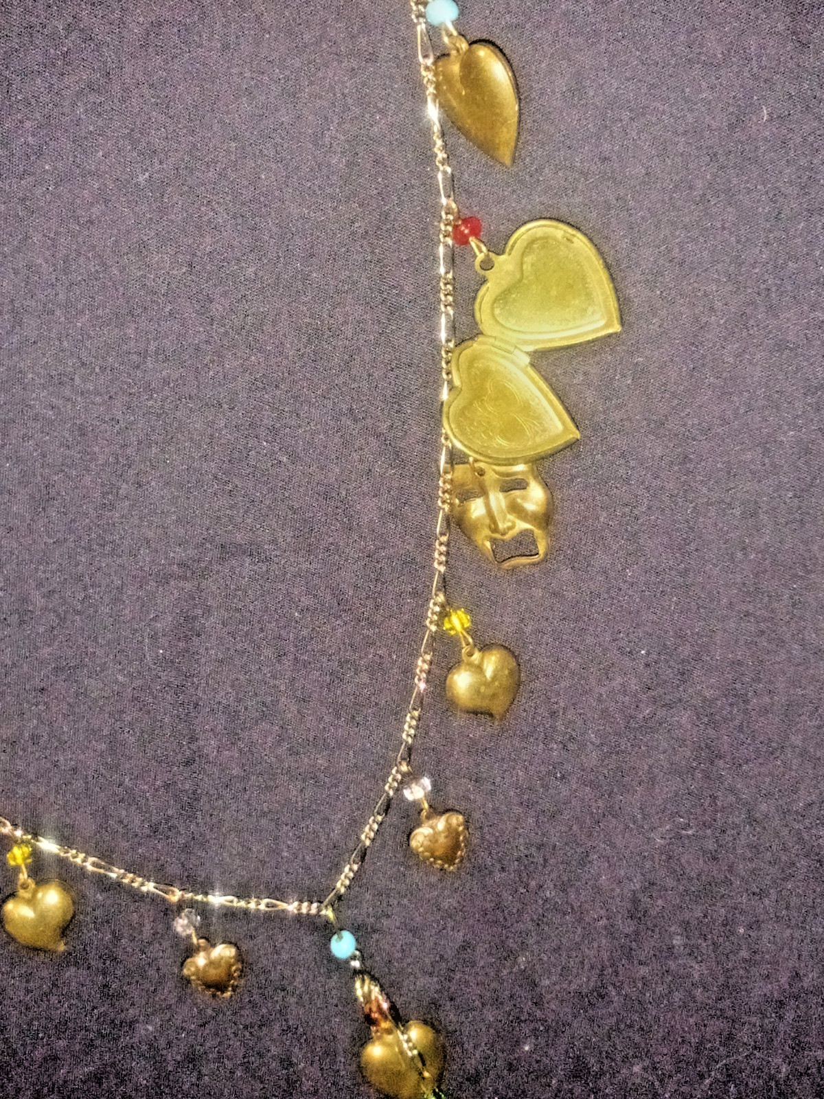 Vintage PIDDiDLY LINKS CHARM Necklace Theater Drama REAL HEART LOCKETS Kingston