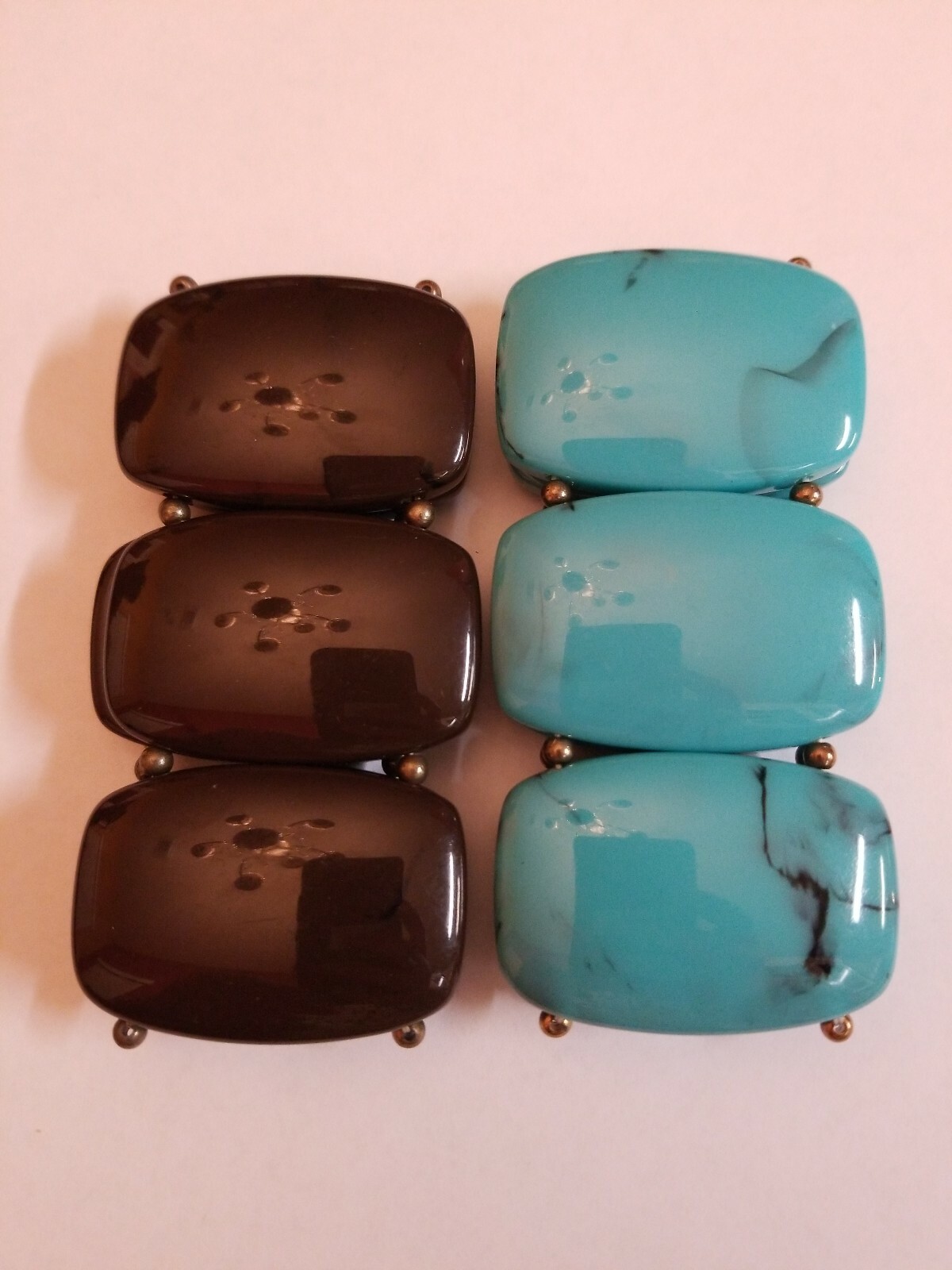 LOT of 2 Acrylic Resin Plastic Chunky Stretch Bead Bracelet Southwestern Boho