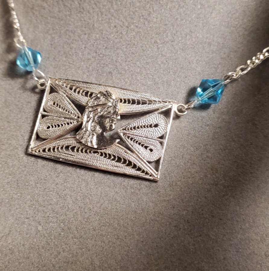 VTG 18″ Solid Sterling Silver Unusual Exotic Ethnic Princess Pendant Necklace