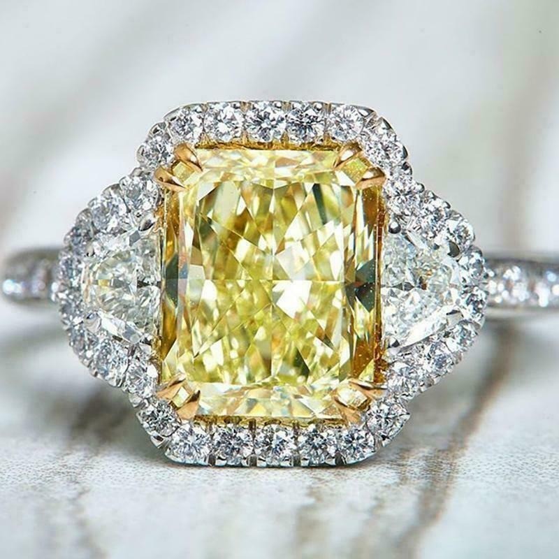4.10 Ct Canary Diamond Art Deco Vintage Engagement Ring 925 Sterling Silver