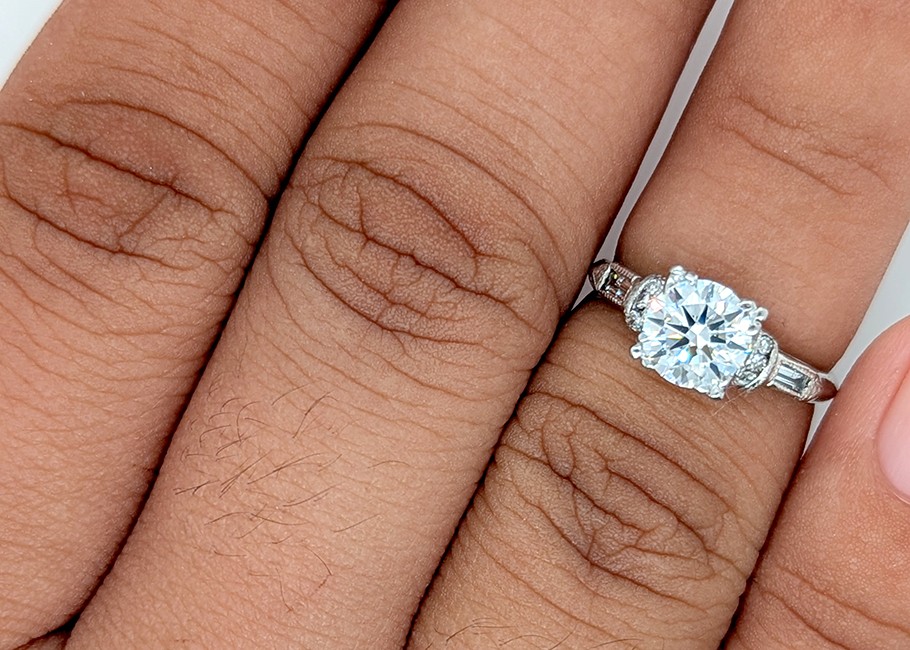 Antique Deco Diamond Engagement Ring 1ct D VS1 Ideal Platinum Genuine 1930’s