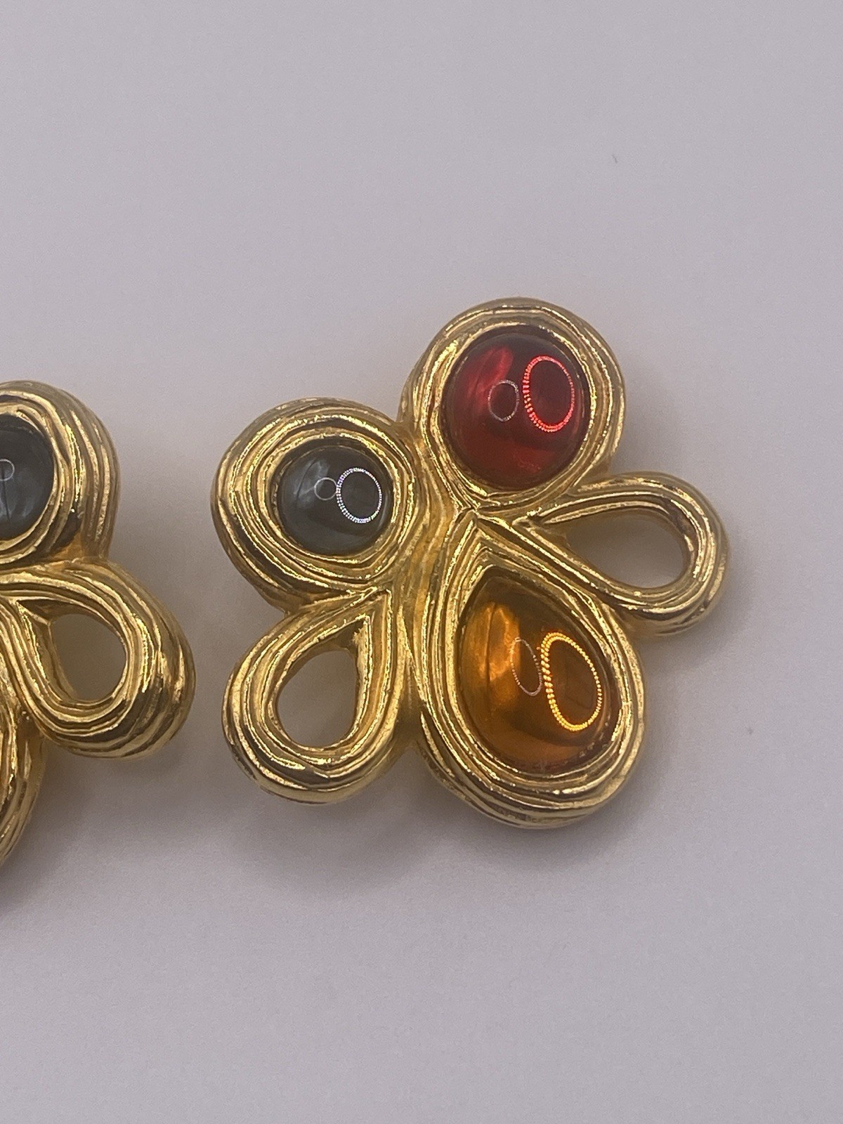 Givenchy Vintage Gripoix Clip Earrings Gold Tone