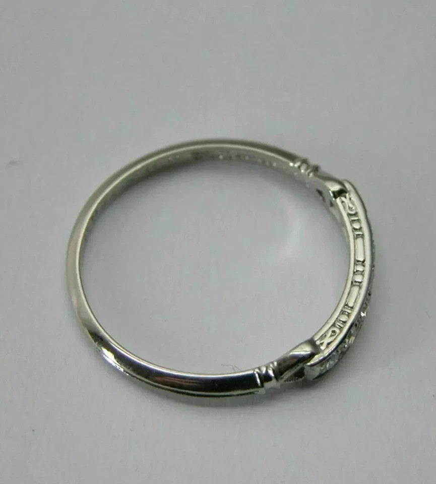 Art Deco Style Lab Created Diamond Anniversary Engagement 14K White Gold FN Ring