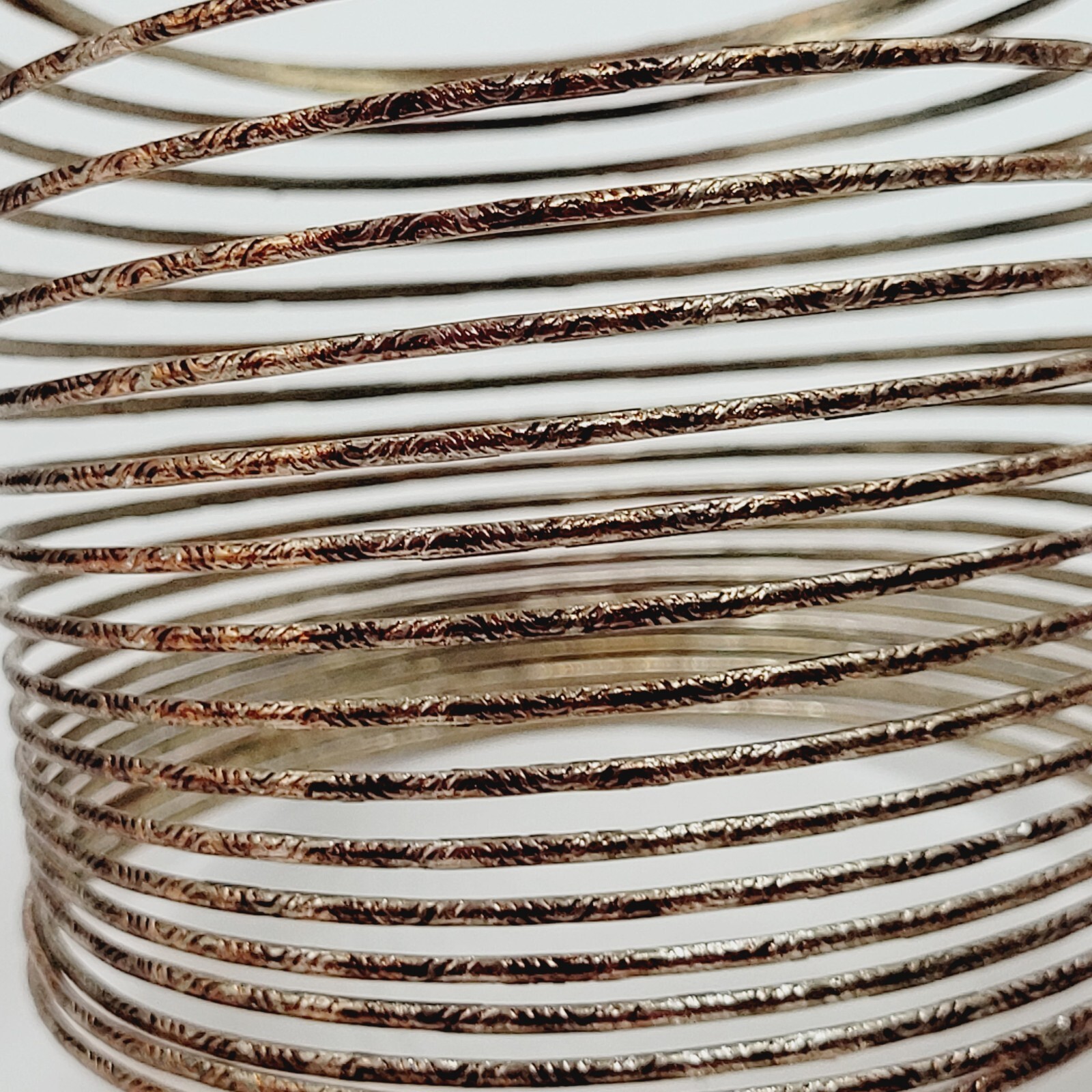 Slinky Wide Wrap Thin Wire Bangle Coppery Gold Tone Metal Vintage Bracelet