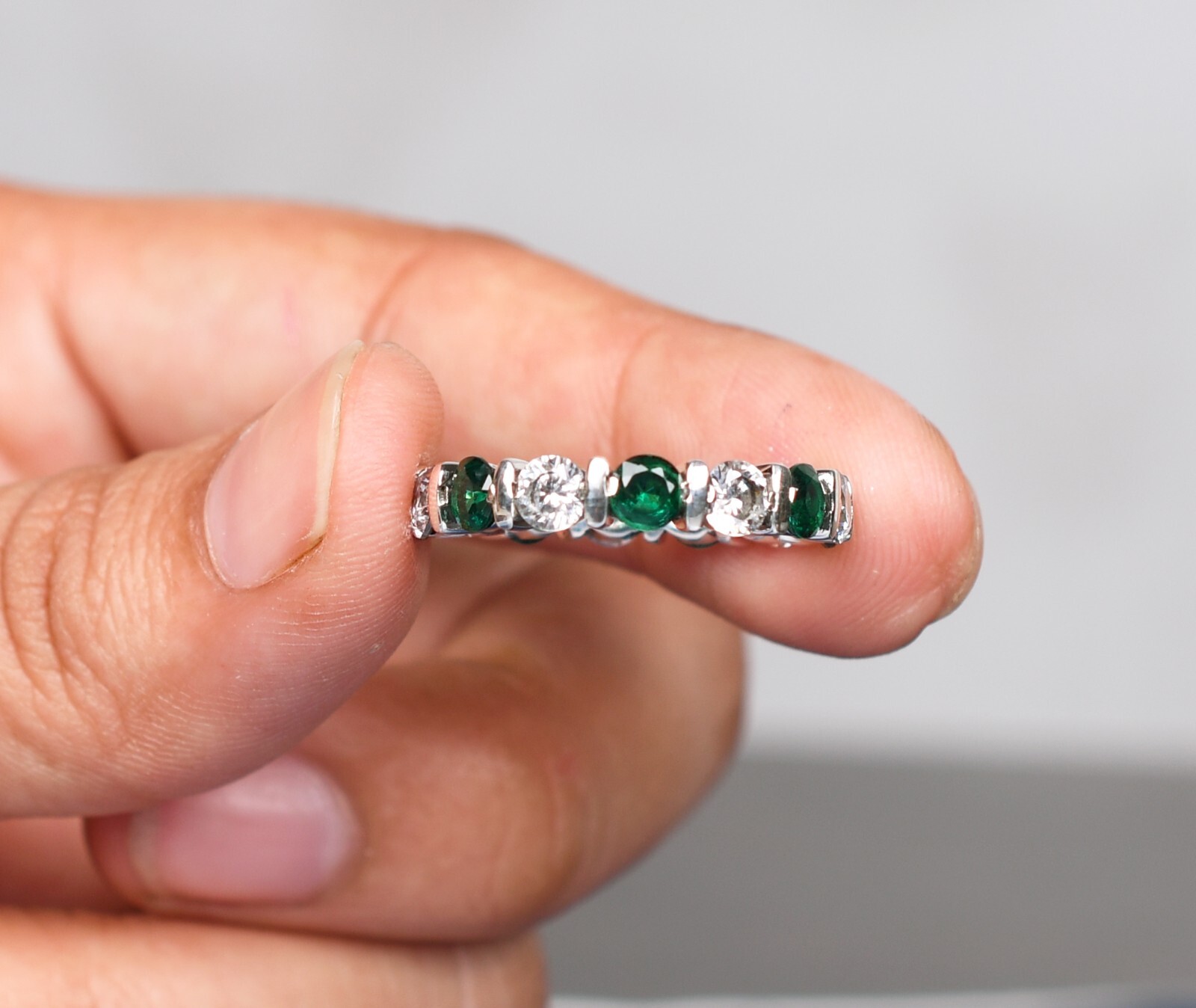 Emerald With Diamond Ring Birthday Gifts For Her Round Stacking Ring Birthstone