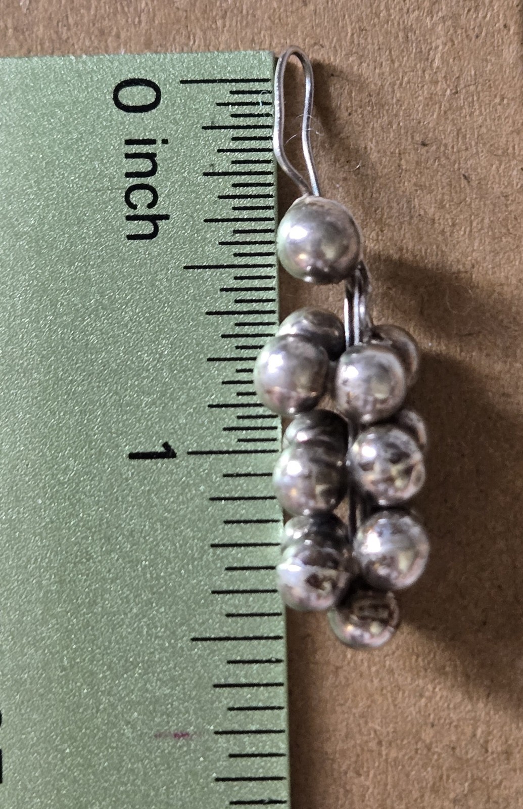 Vintage Mexican Sterling Silver Grape Cluster Dangle Earrings Unmarked 5.7g