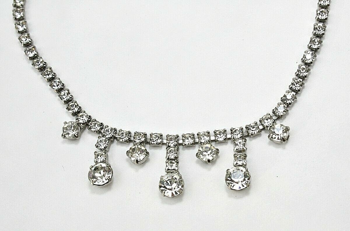 VTG Rhinestone Necklace / Choker Party Prom Bridal Jewelry ~ ESTATE Gift For Her