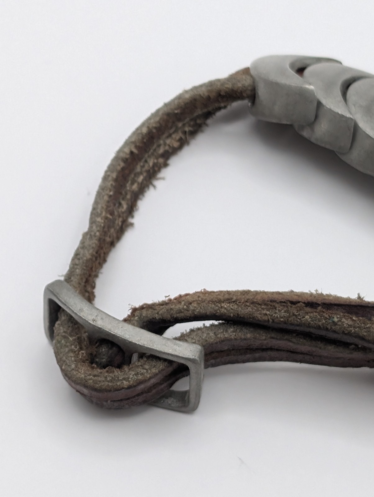Vintage Pewter Triple Moon Bracelet Leather Cord Celestial Boho Slider Unisex