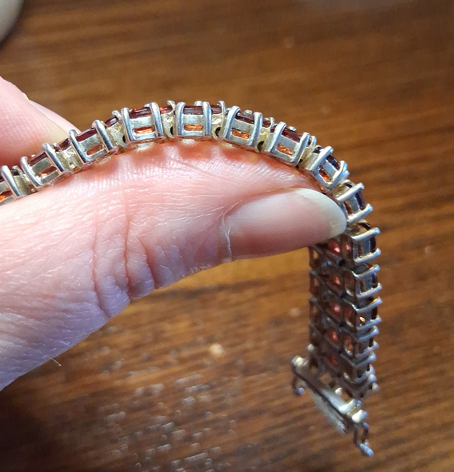 Vintage 1990s Sterling Garnet CZ Tennis Bracelet 37grams See Pics/Description